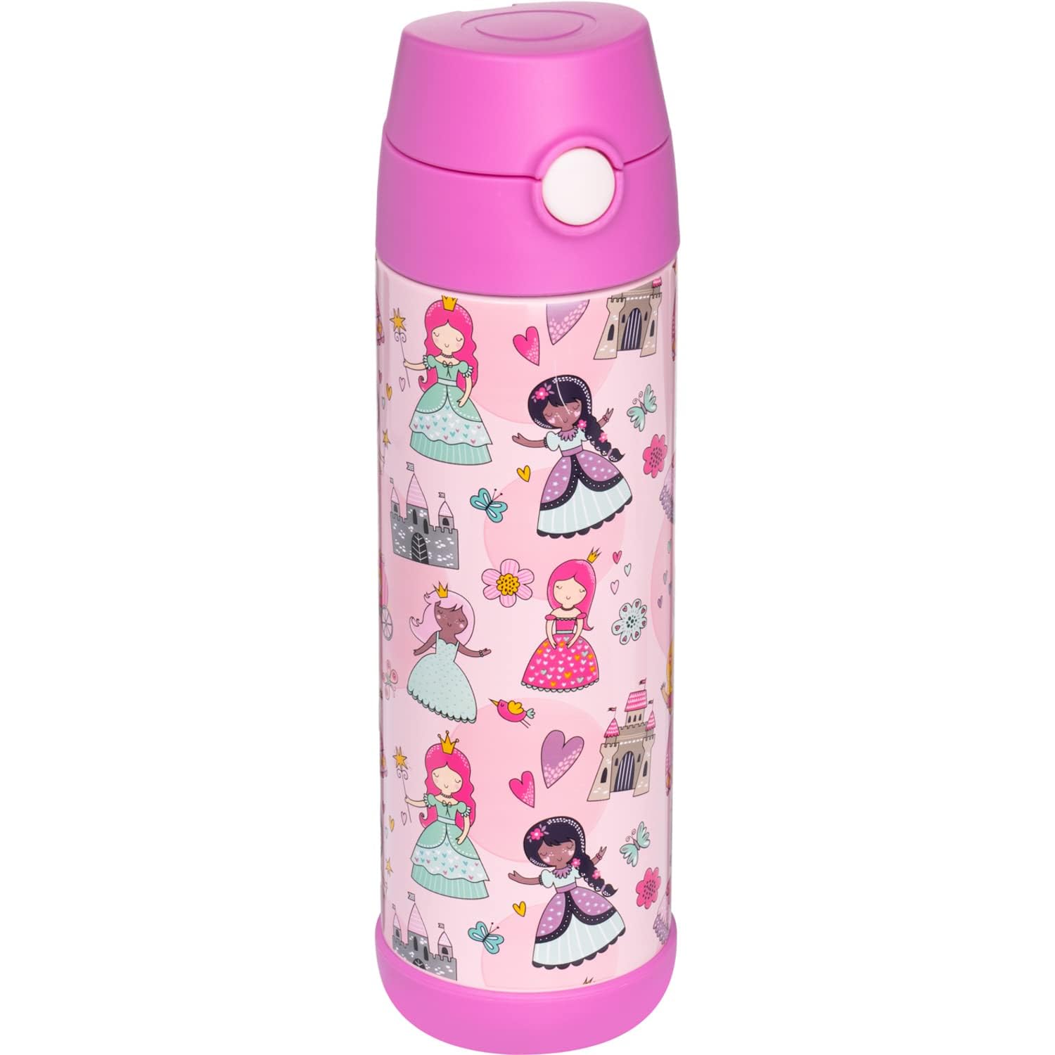 Snug Kids Water Bottle - insulated stainless steel thermos with straw (girlsBoys) - Princess  17oz