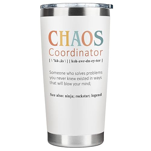 Gifts for Women - Unique Boss Lady Gifts for Women  Her  Mom  Coworker  Manager  Teacher  Boss - Chaos Coordinator Gifts - Birthday Gifts for Women - Thank You Gifts for Women Teacher - 20Oz Tumbler