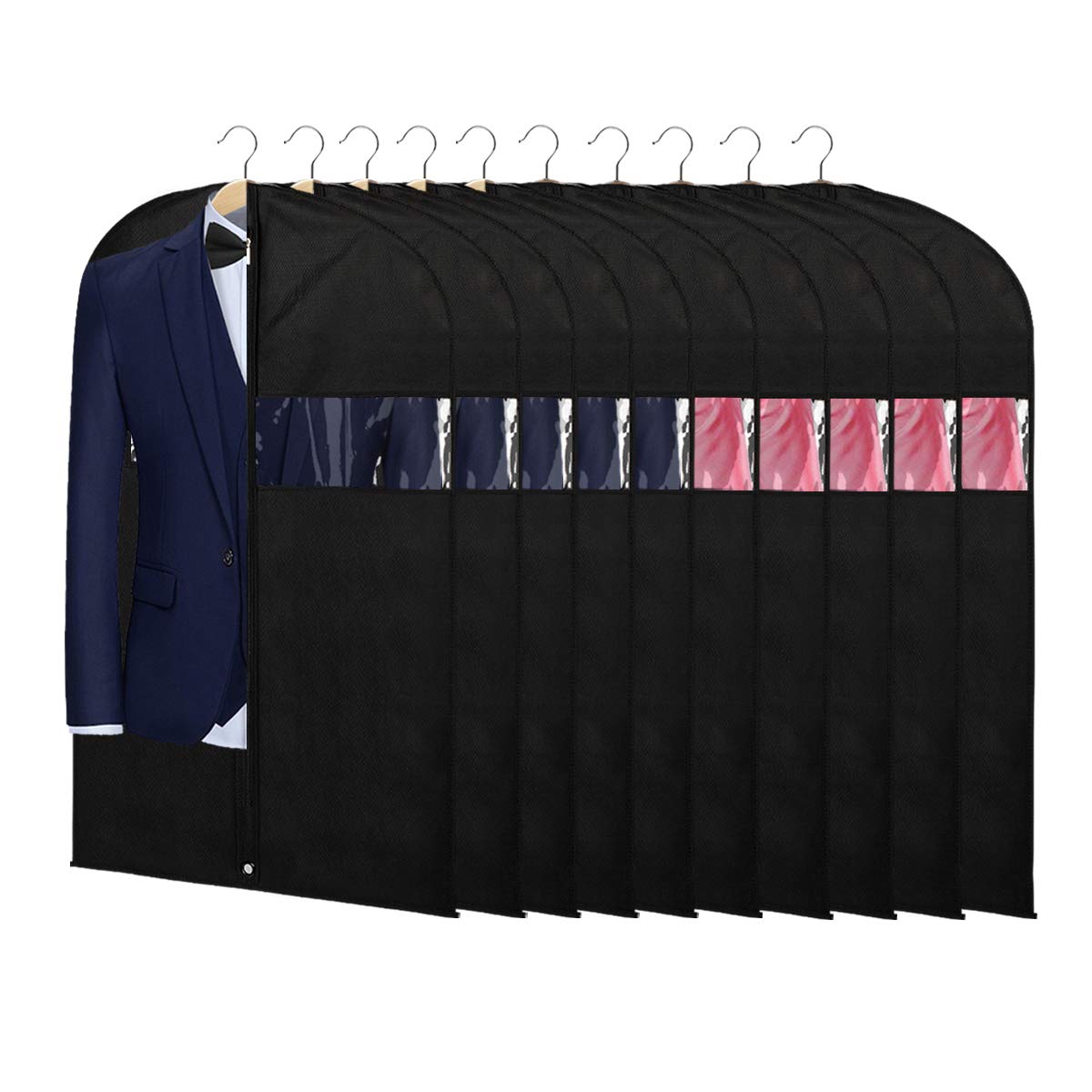 Keegh 40'' Suit Bags For Closet Storage (Set Of 10) Garment Bags For Hanging Clothes, Suit Cover Bags For Suits Coats Dress With