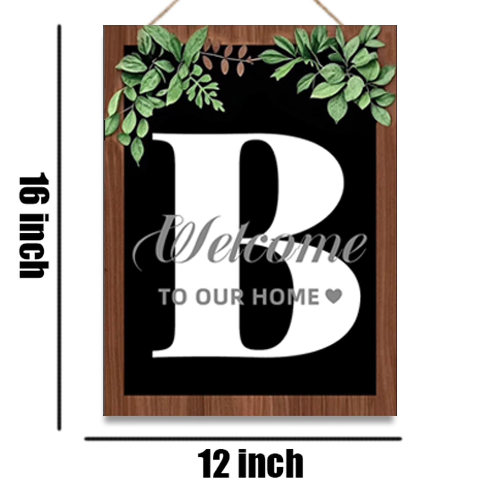 16'' x12'' Ultra Large Last Name All Year Front Door Wreath, Letter H Wooden Welcome Sign for Porch Farmhouse Spring Summer Fall