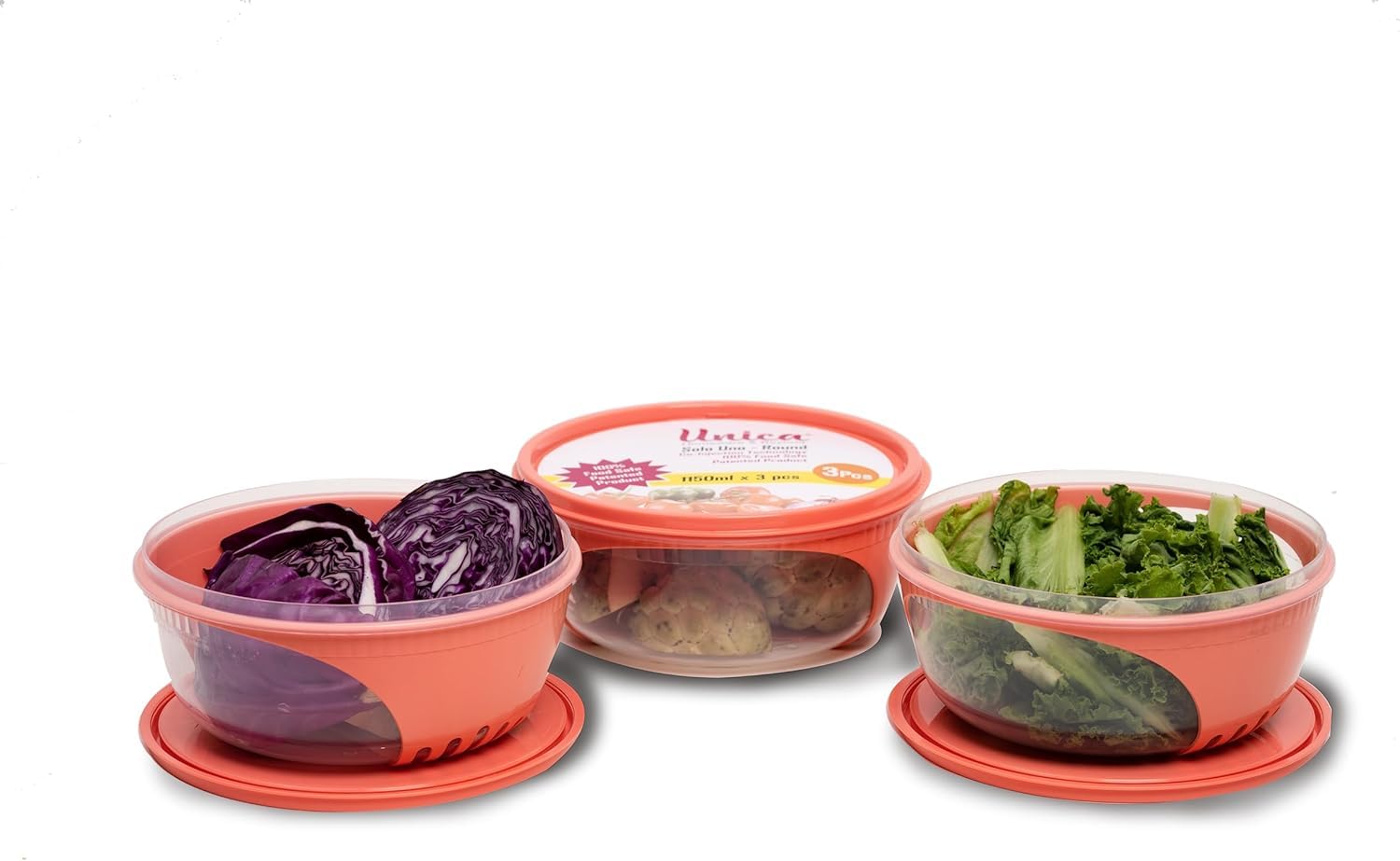 Unica Round Plastic Containers With Lids, Microwavable Airtight Food Storage Containers, Freezer-Safe Nesting Containers For Pan