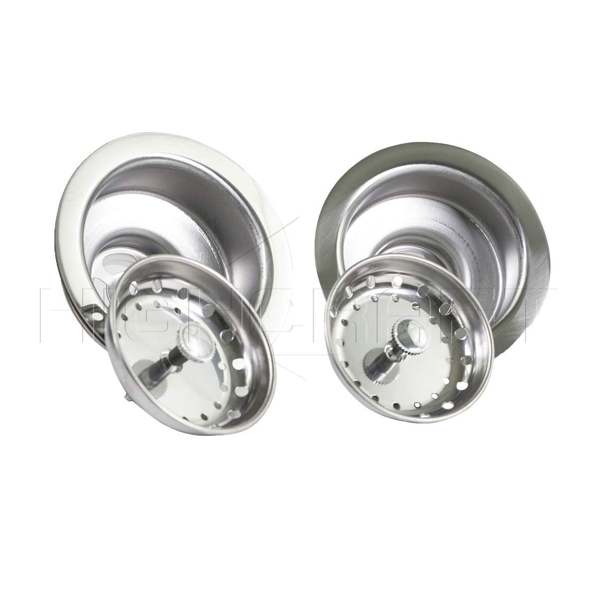 Highcraft 9733-2 Kitchen Sink (3-1/2 Inch) Stainless Steel Drain Assembly With Strainer Basket-And Rubber Stopper, Pack Of 2, 3.