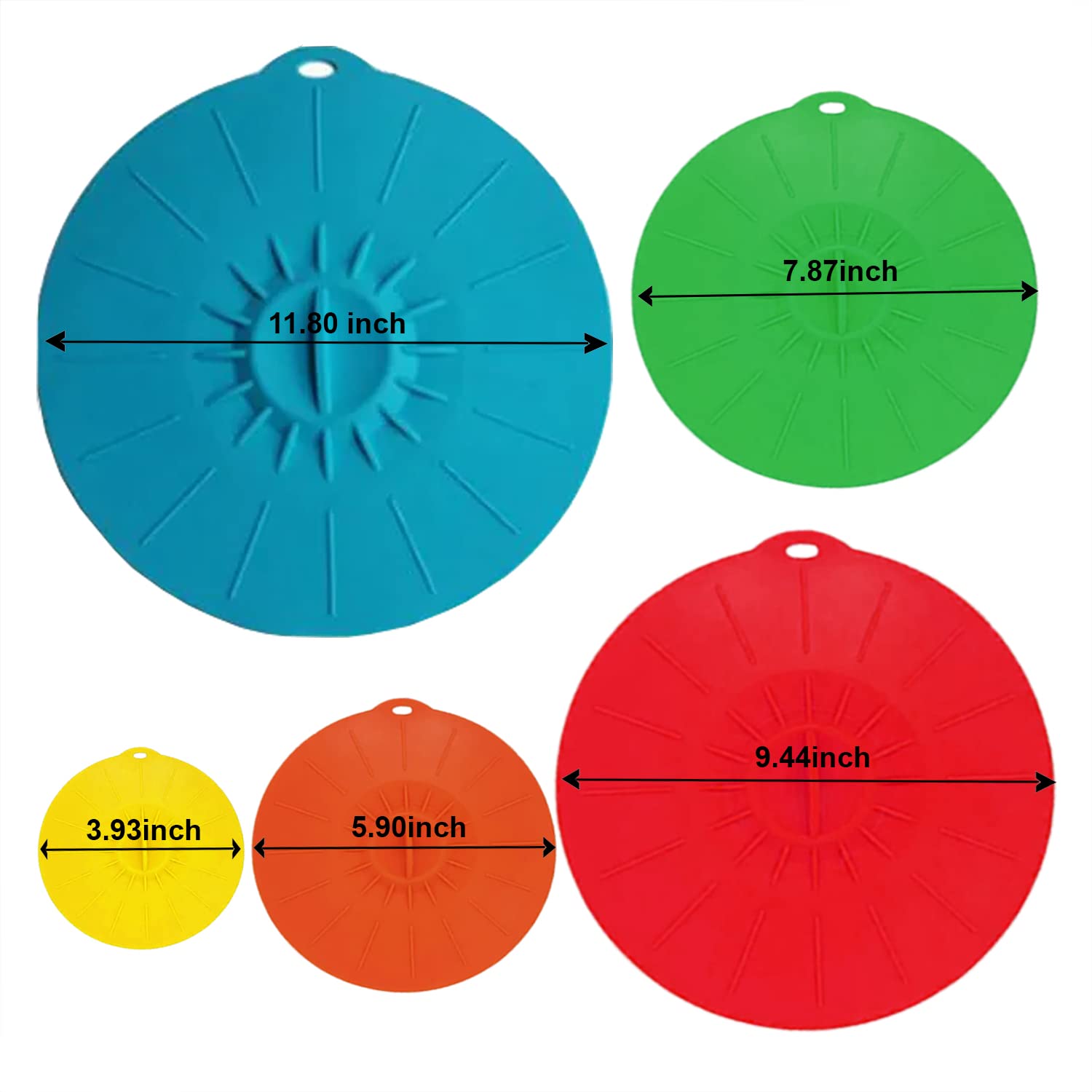 Set Of 5 Silicone Lids,Heat Resistant, Microwave Splatter Covers, Reusable Food Suction Lids For Cups, Bowls, Plates, Pots, Pans