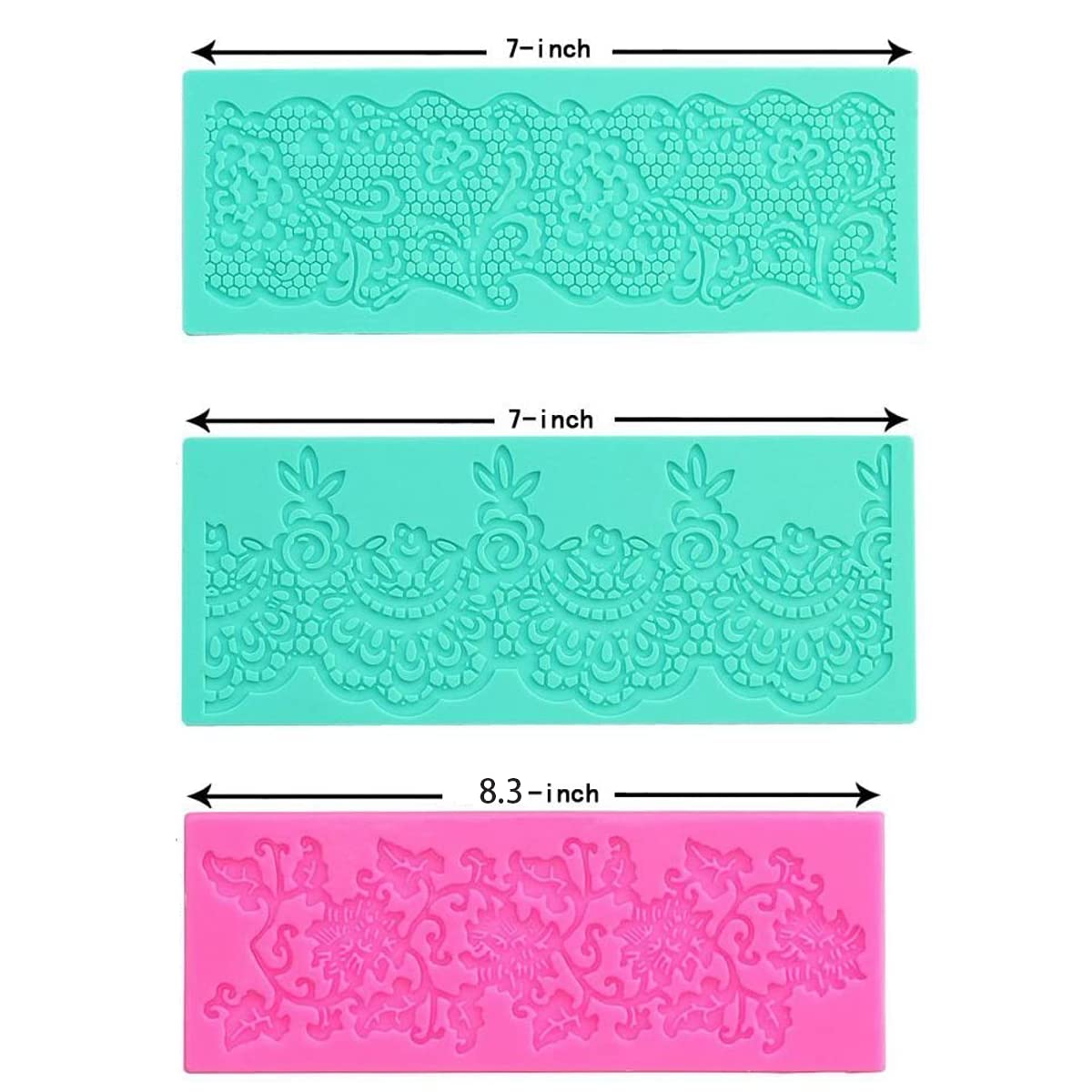 Anyana Set Of 3 Sugar Edible Cake Silicone Fondant Impression Lace Mat Cake Decorating Mold Gum Paste Cupcake Topper Tool Icing