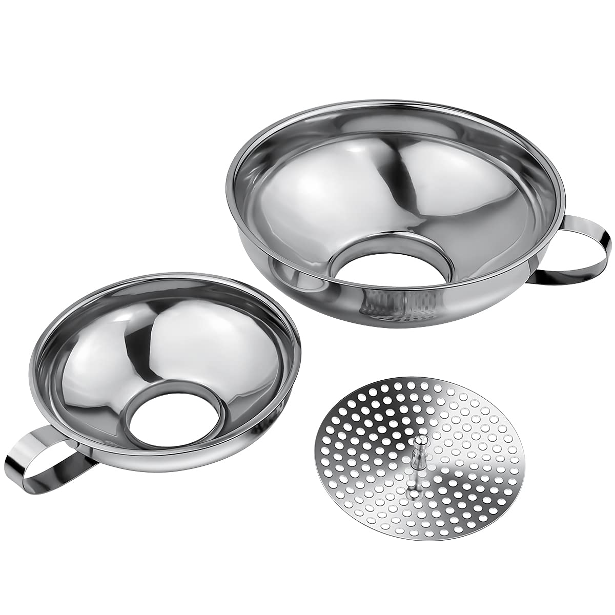 3 Pack Canning Funnel 3-In-1 Stainless Steel Funnel Set Wide Mouth Funnels With Detachable Strainer For Transferring Liquid, Pow