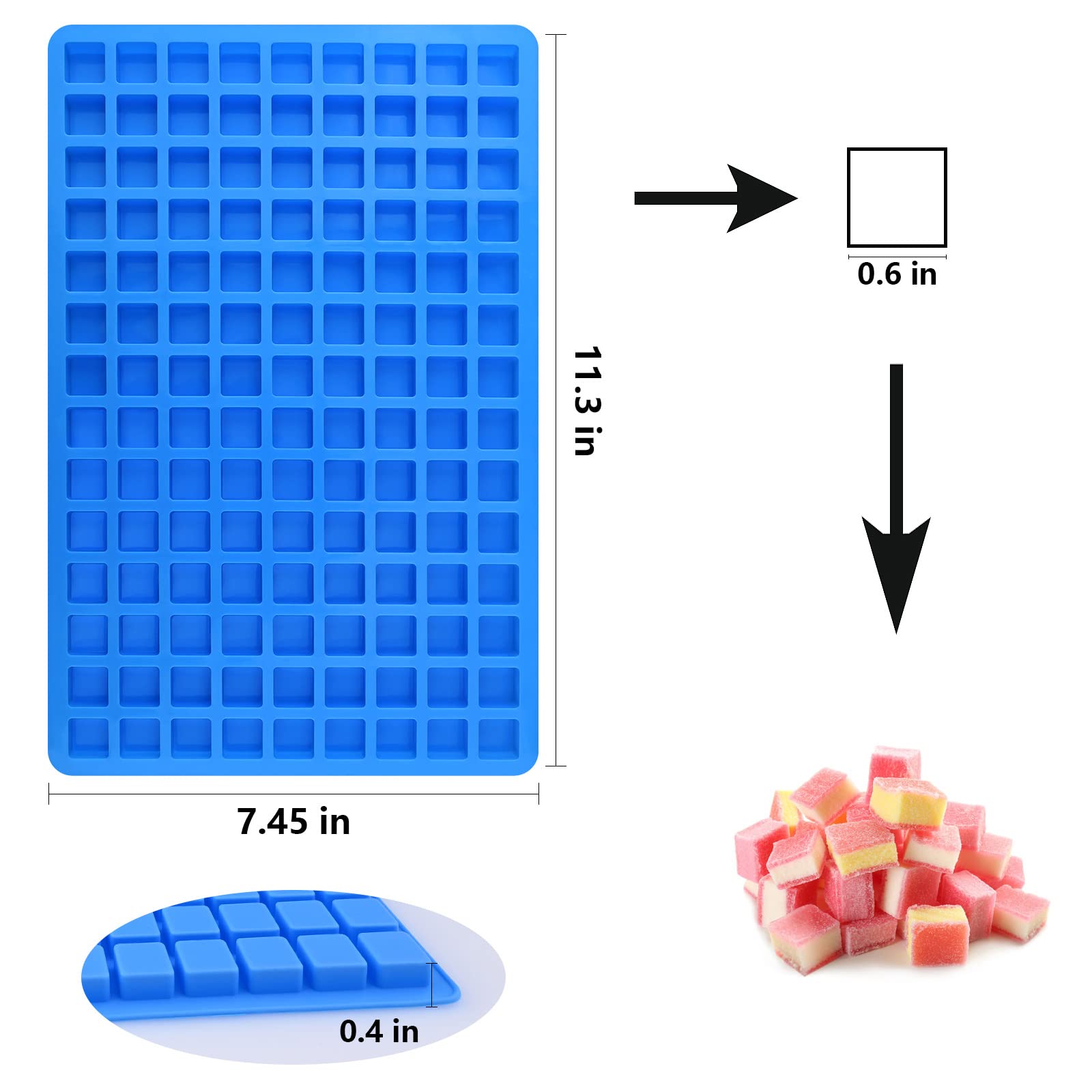 Sakolla126 Cavities Square Candy Silicone Molds, Mini Silicone Molds For Chocolate, Hard Candy, Ice Cubes, Caramel