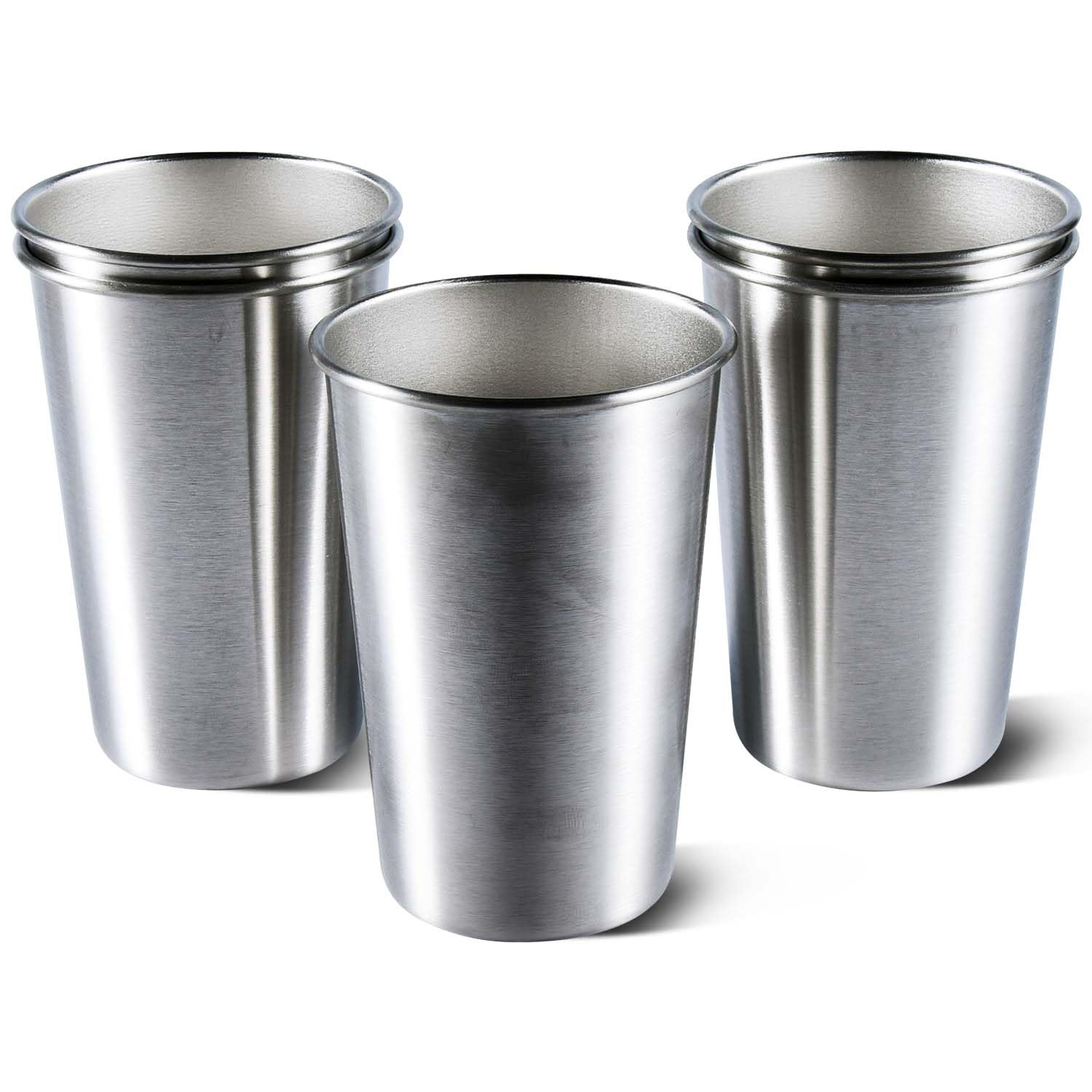 Kiseer 5 Pack 16 Ounce Stainless Steel Pint Cups Shatterproof Cup Tumblers Unbreakable Metal Drinking Glasses For Bar, Home, Res