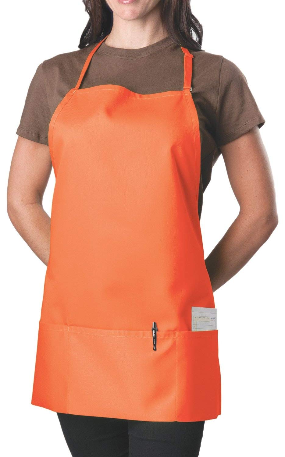 1 Pack, Orange : Orange Adjustable Bib Apron  3 Pocket