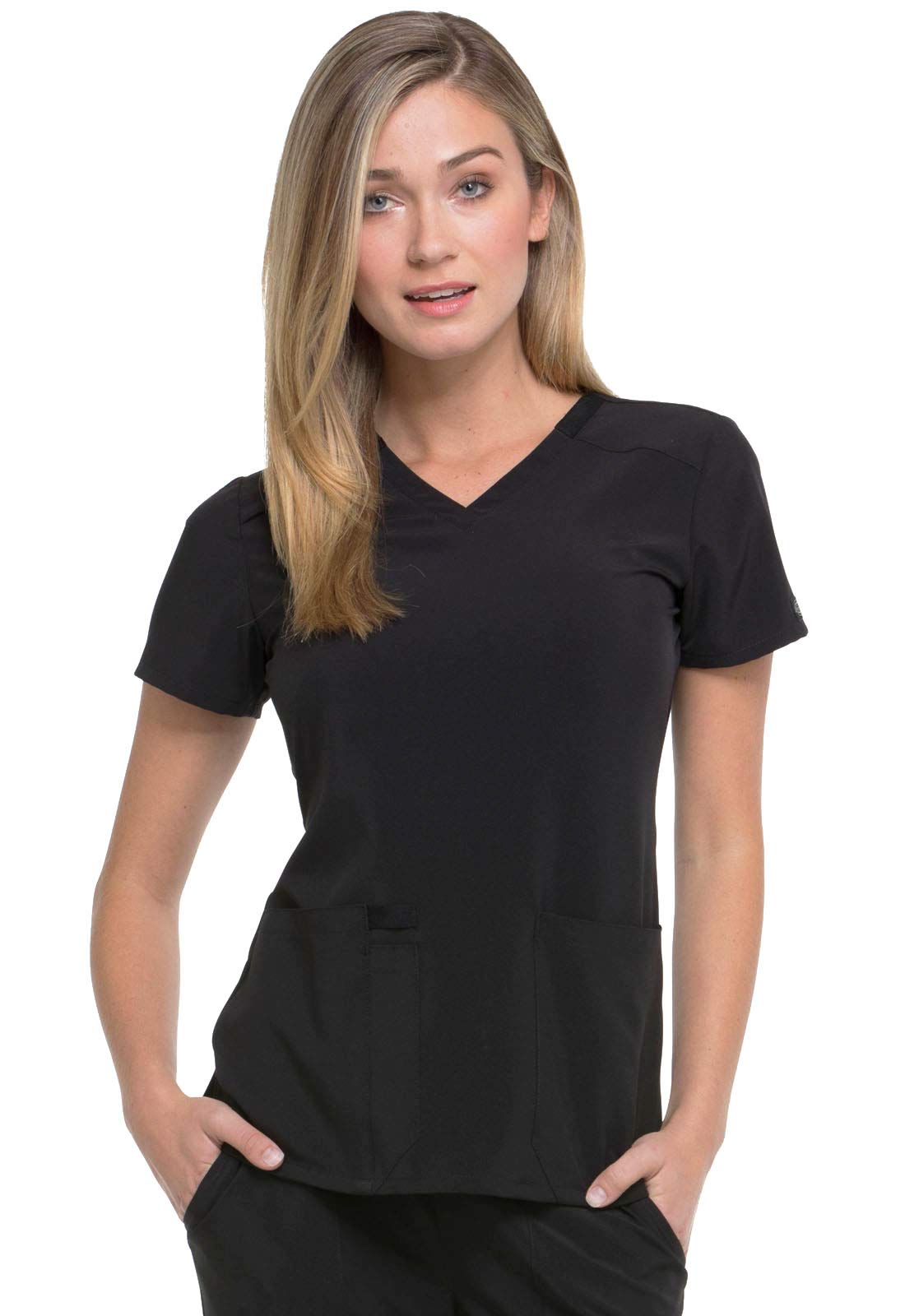 Dickies Eds Essentials Scrubs, V-Neck Womens Tops With Four-Way Stretch And Moisture Wicking Dk615, Xl, Black