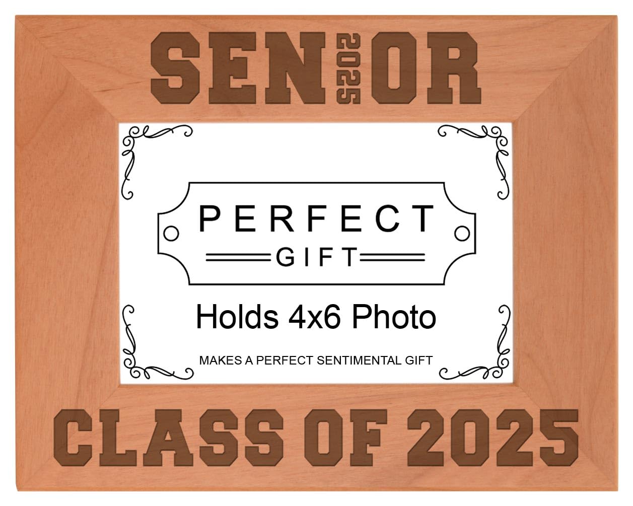 ThisWear Graduation Photo Frame Seniors Spelled with 2025 Seniors Class of 2025 Graduate Frame Natural Wood Laser Engraved Lands