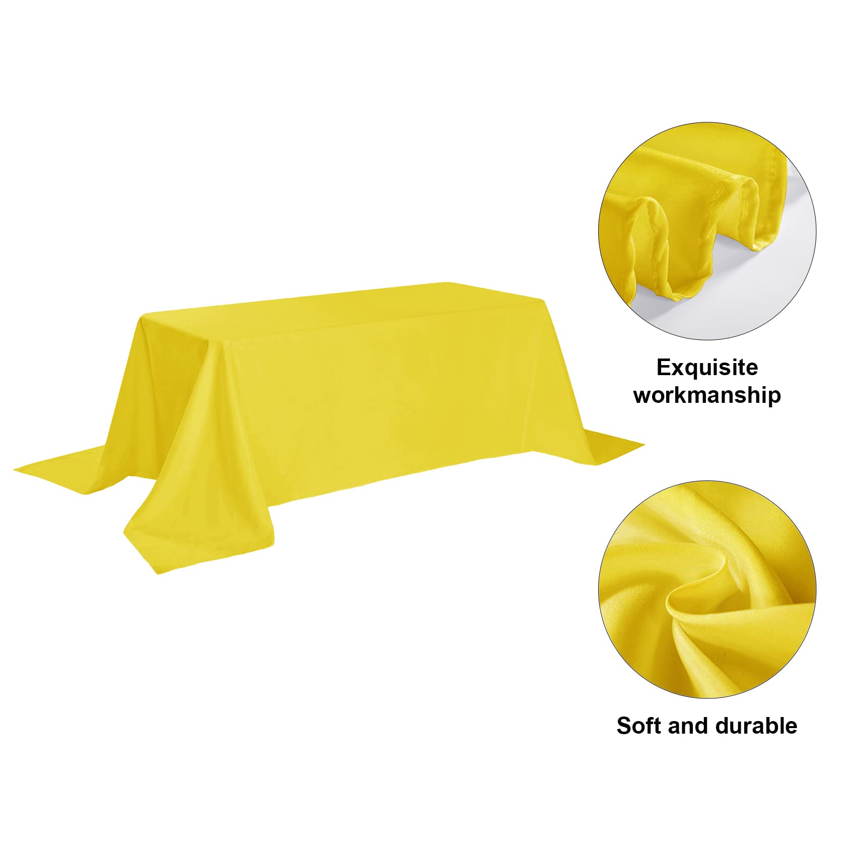 Rectangle Tablecloth - 90X156 Yellow Tablecloth - Stain And Wrinkle Resistant Washable Polyester Table Cloth, Decorative Fabric