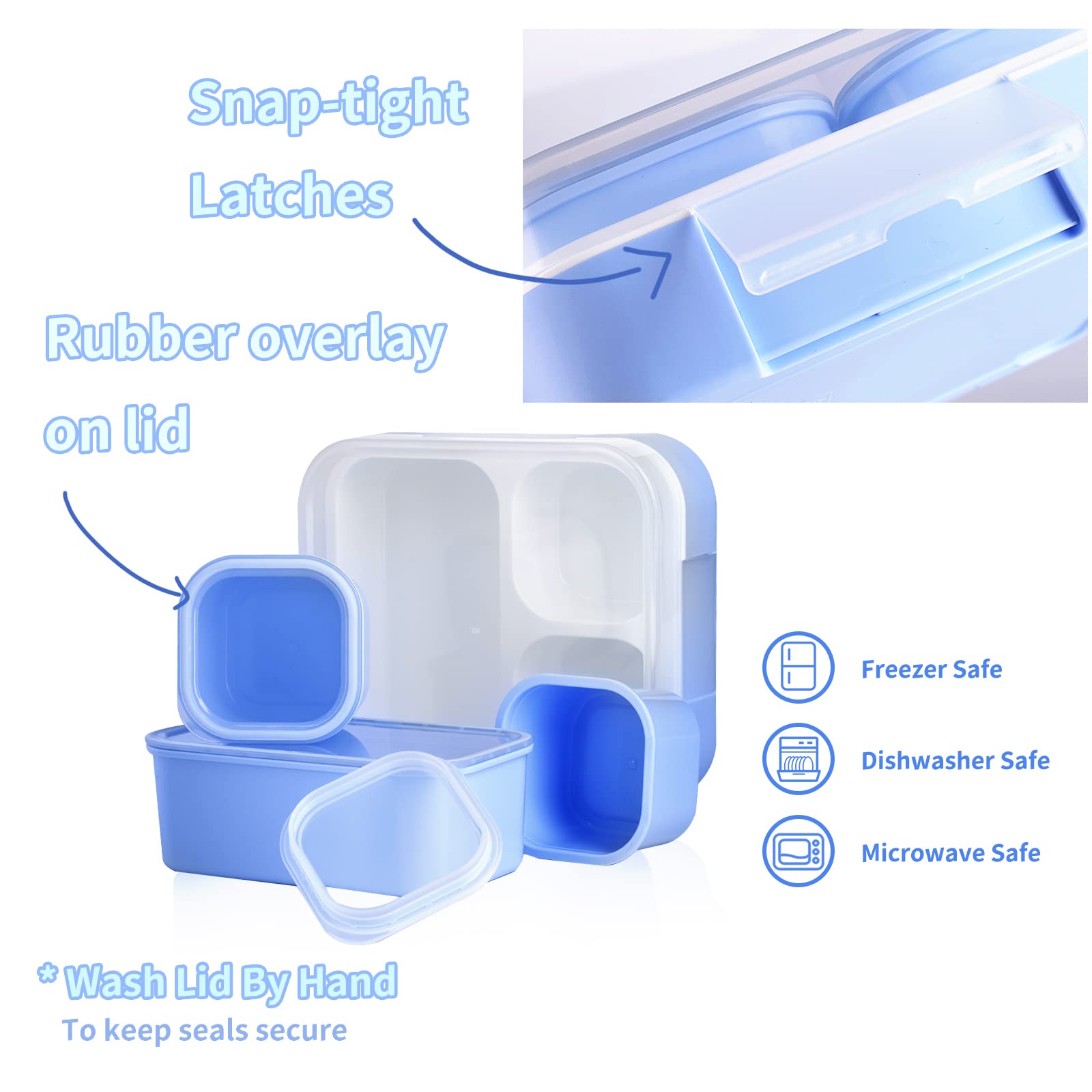 Genteen Bento Box For Kids, Kids Lunch Box With 3 Removable Compartments, Toddler Baby Lunch Box For Daycare, School, Leak-Proof