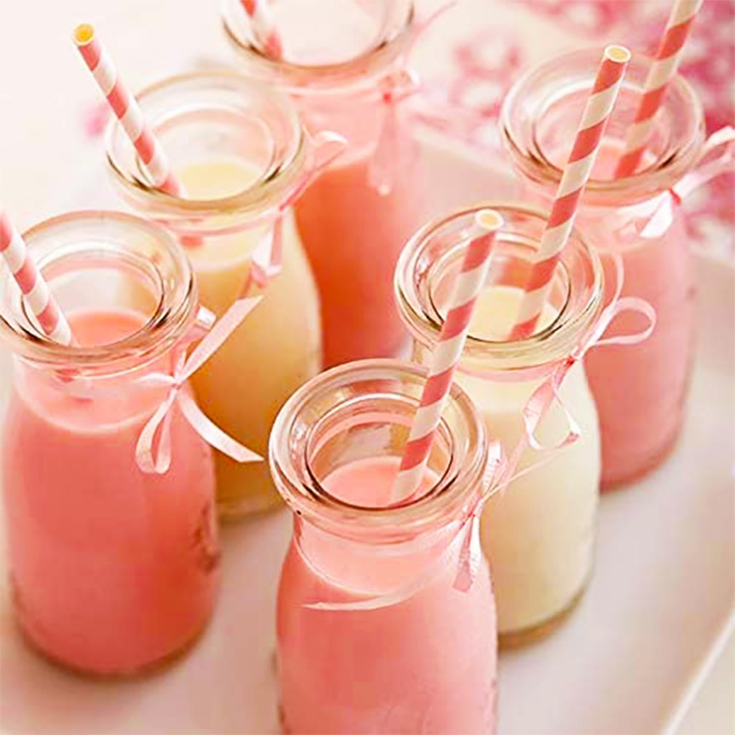 Alink Biodegradable Paper Straws, 100 Pink Straws/Gold Straws For Party Supplies, Birthday, Wedding, Bridal/Baby Shower, Christm