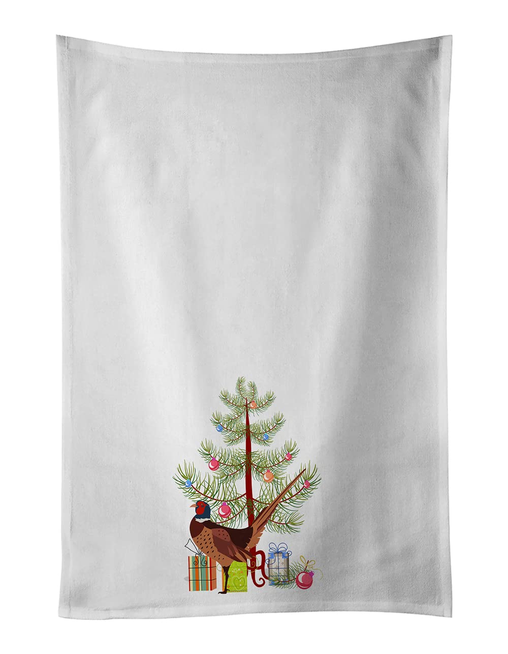 Ring-necked Common Pheasant Christmas White Kitchen Towel Set of 2