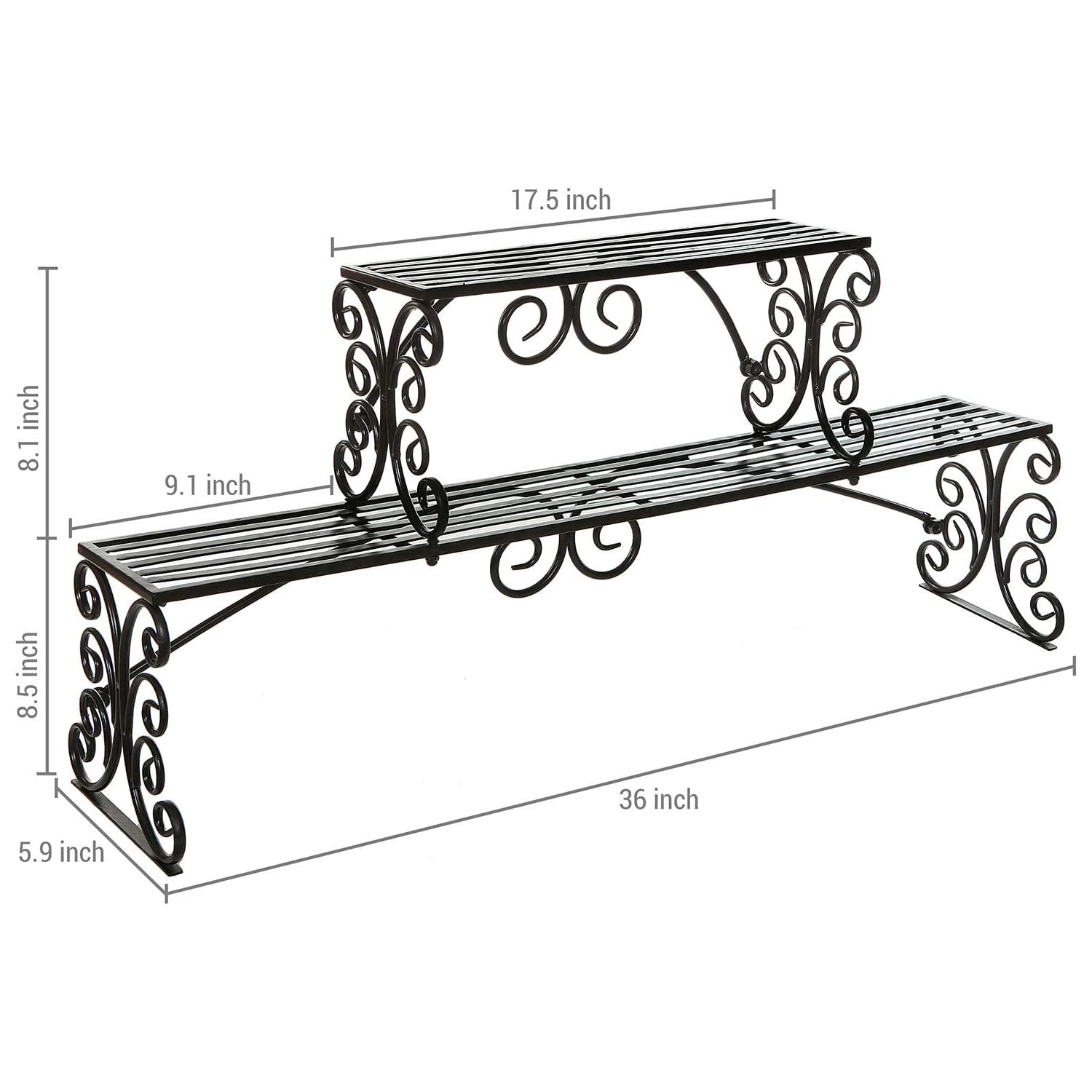 Mygift Black Metal Over The Sink Shelf With Scrollwork Design, 2 Tier Display Stand Organizer For Kitchen Accessories
