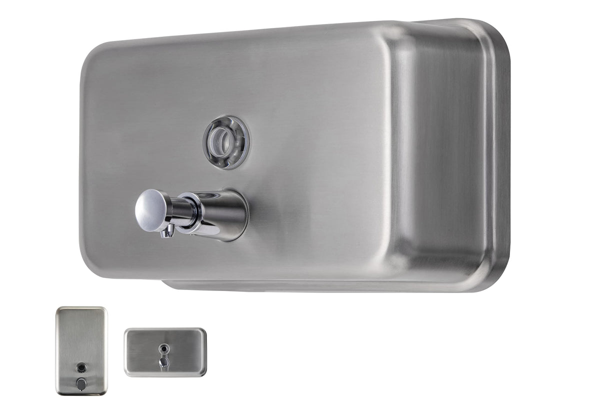 Commercial Soap Dispenser Wall Mount - Horizontal Stainless Steel Wall Mounted Soap Dispenser For Bathroom - New Superior Design