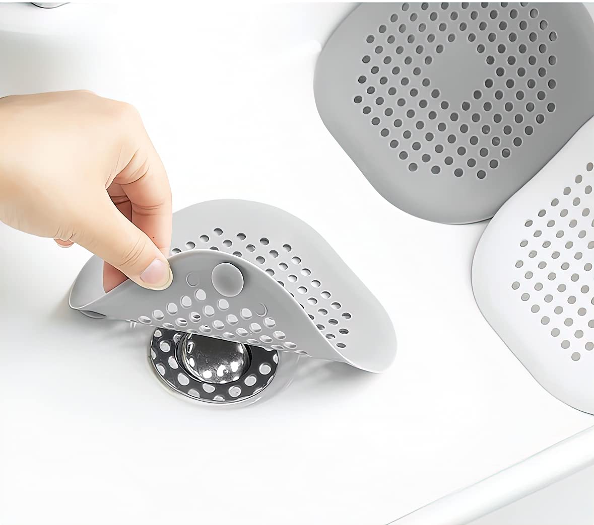 2 Pieces Shower Drain Hair Catcher Bathtub Stopper, Home Protectors with Sucker Water Trap Sink Cover for Bathroom Bathtub and K