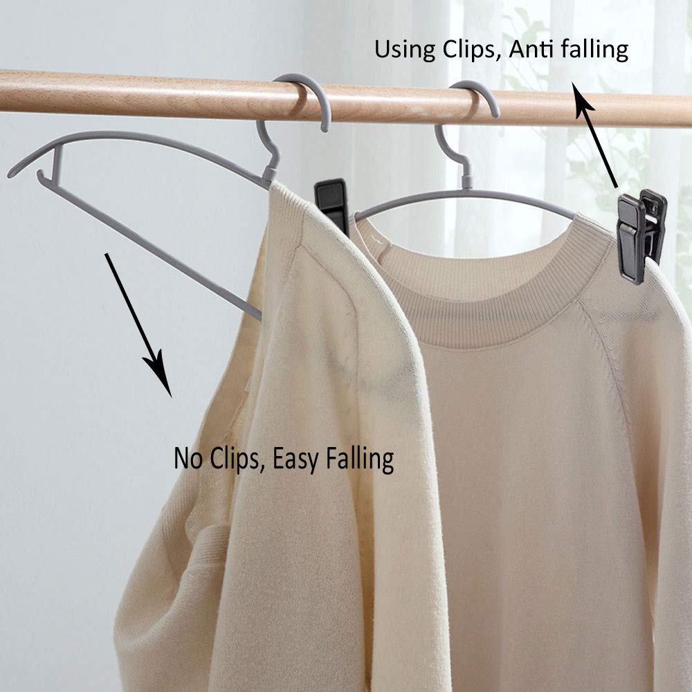 KISEER Plastic Baby Hanger Clips  40 Pcs Slim-line Finger Clips Set Clothes Hanger Velvet Hanger (Black)