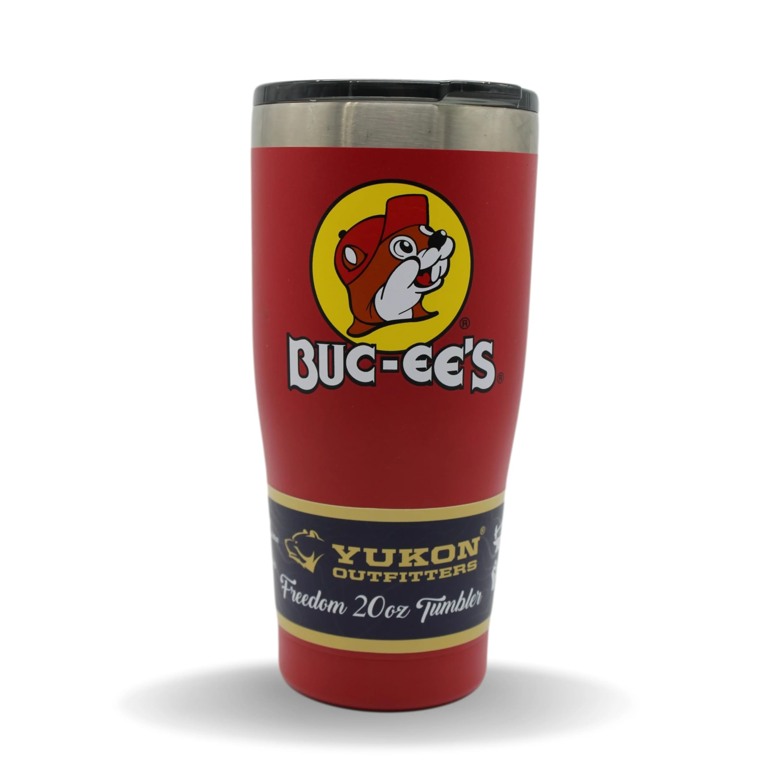 Buc-ees Red Stainless Steel Tumbler With Bucky the Beaver, Double Wall Vacuum Insulated, 20 Ounces
