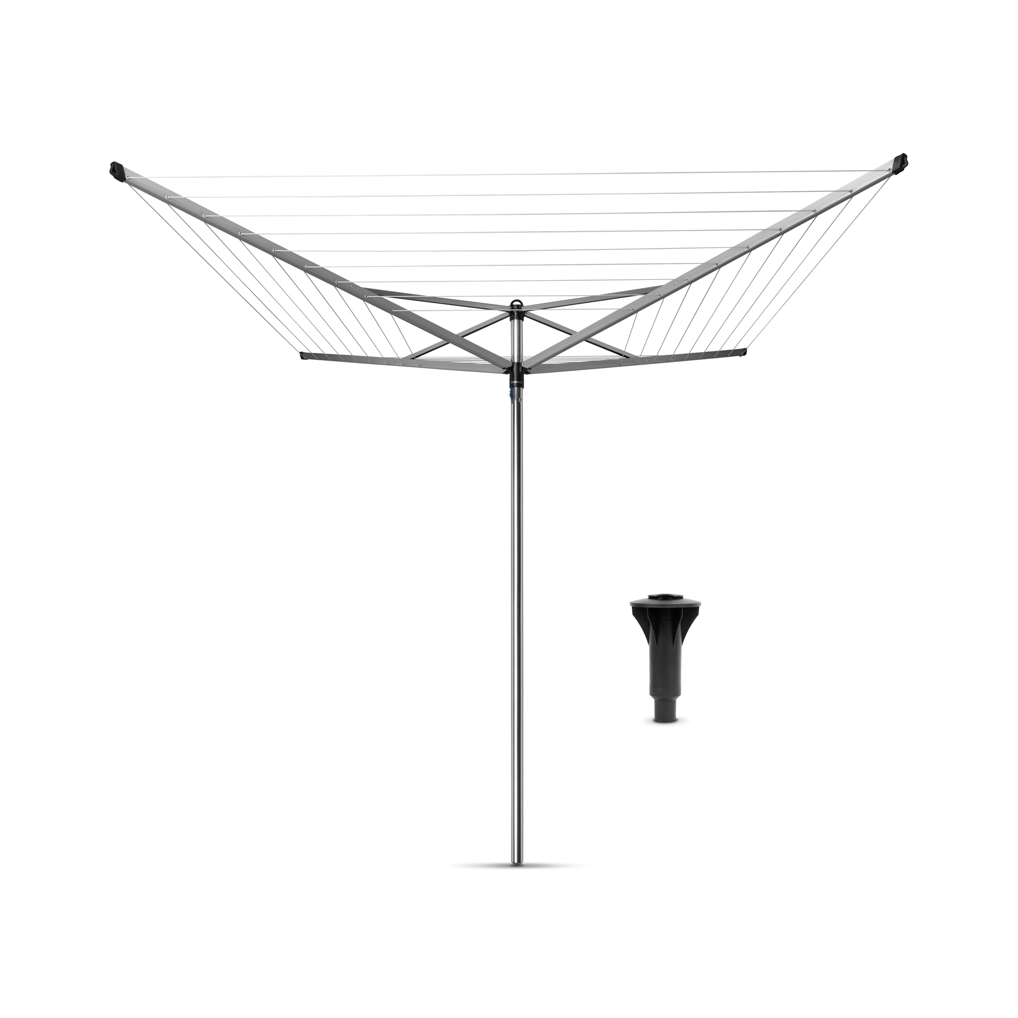 Brabantia Topspinner Outdoor 4 Arm Spinning Clothesline (131 Ft/ 1.8) Rotating, Folding Clothes Drying Rack + Concrete Ground