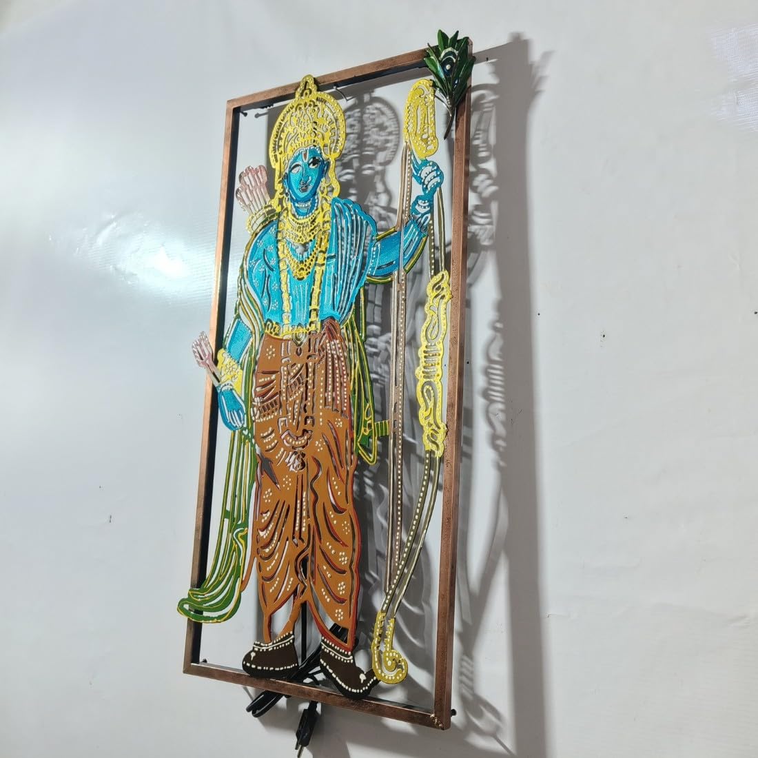HANSART Shri Ram Wall Art Frame with LED, Ramji Metal Wall Decor, Divine Presence for Home or Office (15 x 30 Inches)