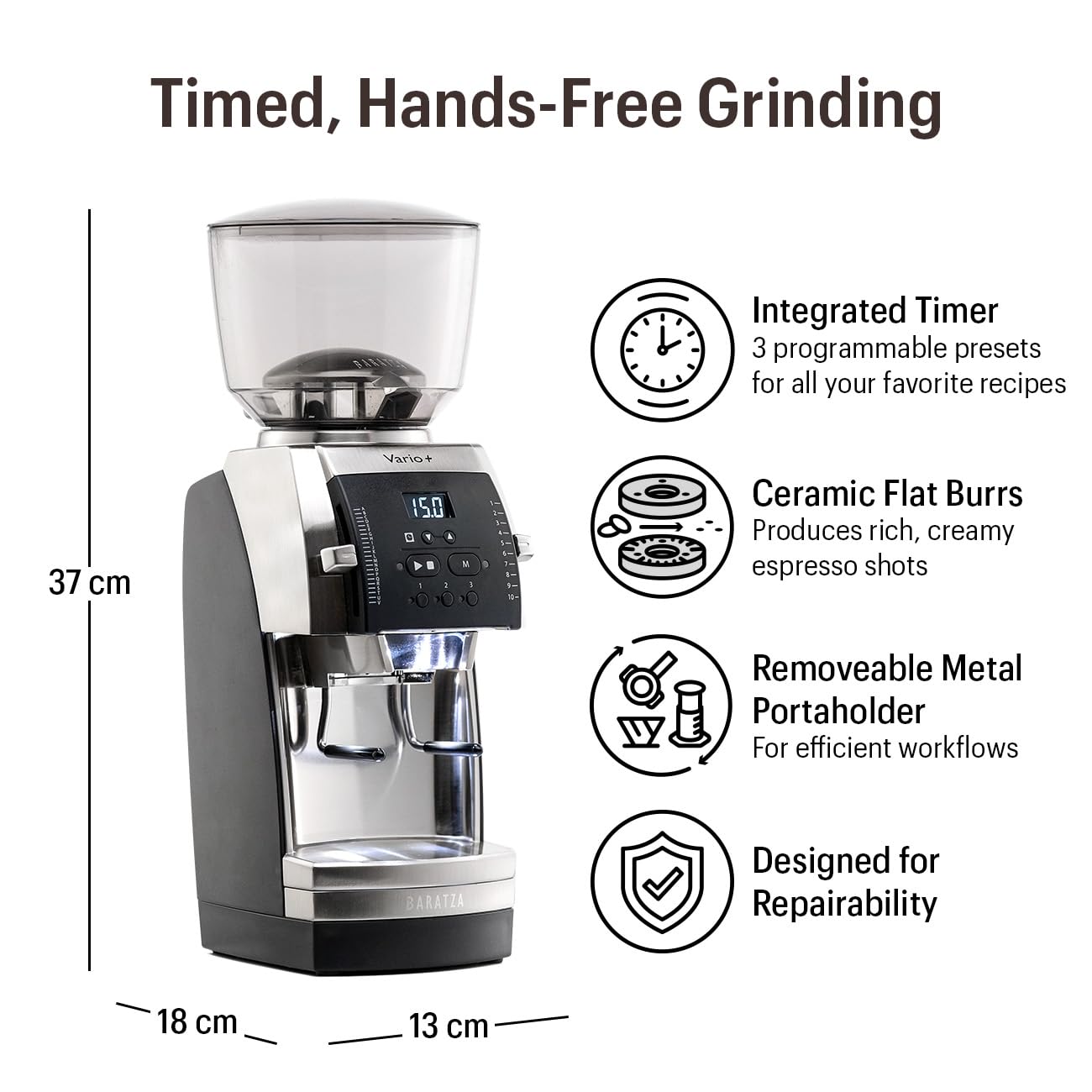 Baratza Vario+ Flat Ceramic Burr Grinder (Black)