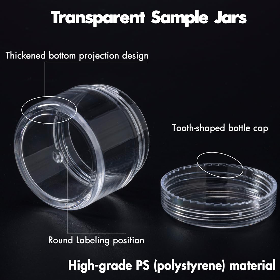 20 Grams Small Plastic Jars With Lids, 12 Pack Travel Cosmetic Containers, Empty Sample Jars With Lids, Slime Containers With Li