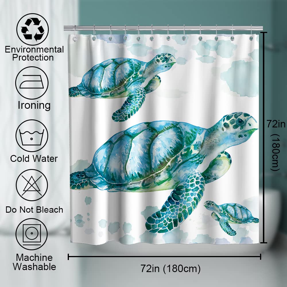 Final Friday Beach Nautical Sea Turtle Theme Fabric Shower Curtain Sets Ocean Family Bathroom Decor With Hooks Waterproof Washab