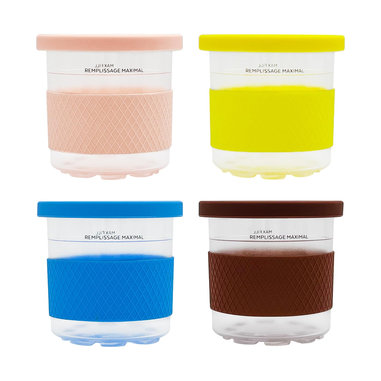 4Pcs Ice Creami Pints And Containers With Lids - 4 Pack With Silicone Sleeve, 16Oz Cups,Compatible With Ninja Creami Maker Nc301