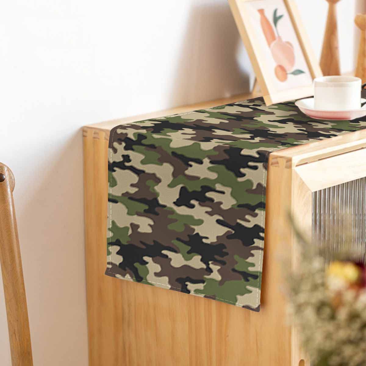 Hosnye Table Runner Green Camouflage Seamless Pattern,Cotton Linen Table Runner Decoration For Kitchen Family Dinner Table Holid