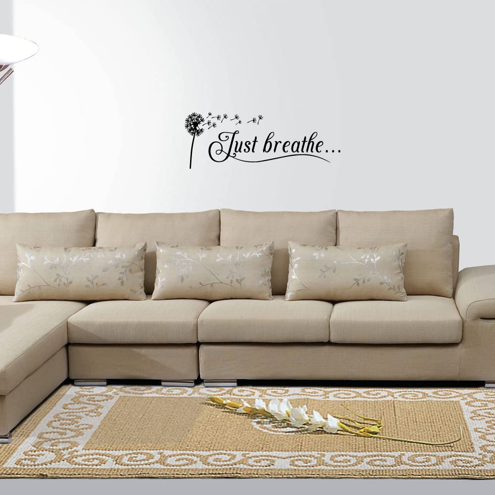 Just Breathe Vinyl Wall Decal Yoga Quotes Positive Relax Motto Art Letters Sayings Living Room D  Cor Lettering