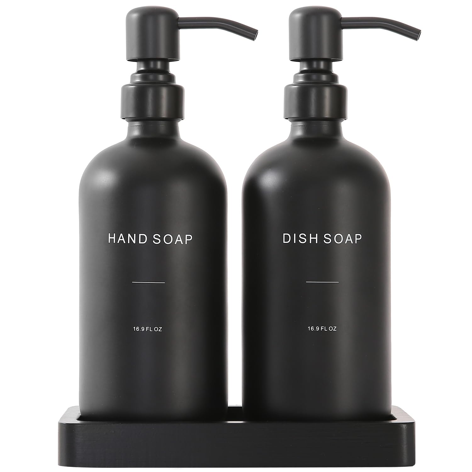 Prus Waso Matte Black Soap Dispenser Set, Kitchen Soap Dispenser Set With Black Stainless Steel Pump, Perfect For Kitchen Decor