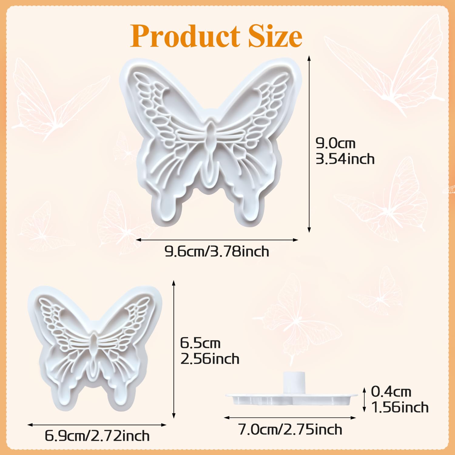 Kalaien 2Pcs Butterfly Sugarcraft Cookie Cutters Diy Embossing Cutter For Cake Decorating