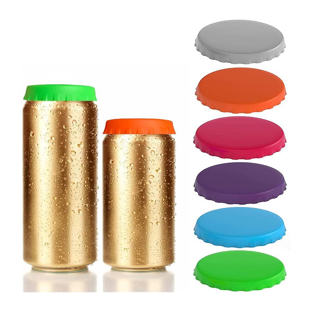 Silicone Can Lids, Soda 6 Pack No Spill Soda Beverage Can Lid Cover Or Protector, No Spill Silicone Can Stopper Covers Fits For