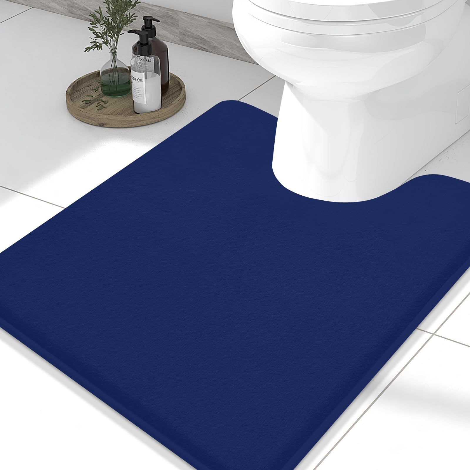 Smiry Memory Foam U-Shaped Toilet Bathroom Rugs 24 x 20, Extra Soft Absorbent Non-Slip Contoured Rugs, Machine Washable Contour 