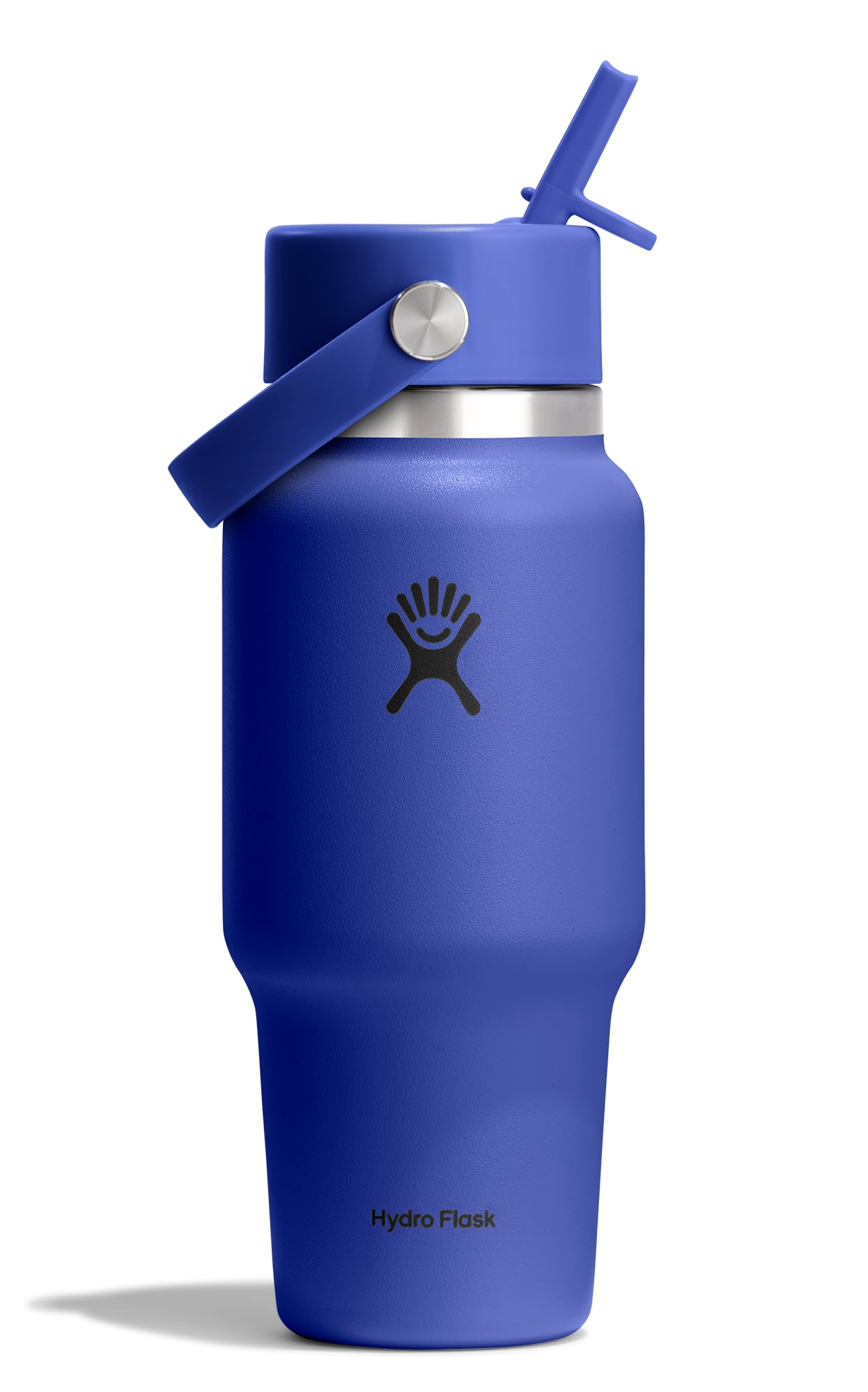 Hydro Flask Travel Water Bottle - Insulated Stainless Steel - Wide Straw Lid, Non Spill, Leakproof in 24 Oz Capri Blue