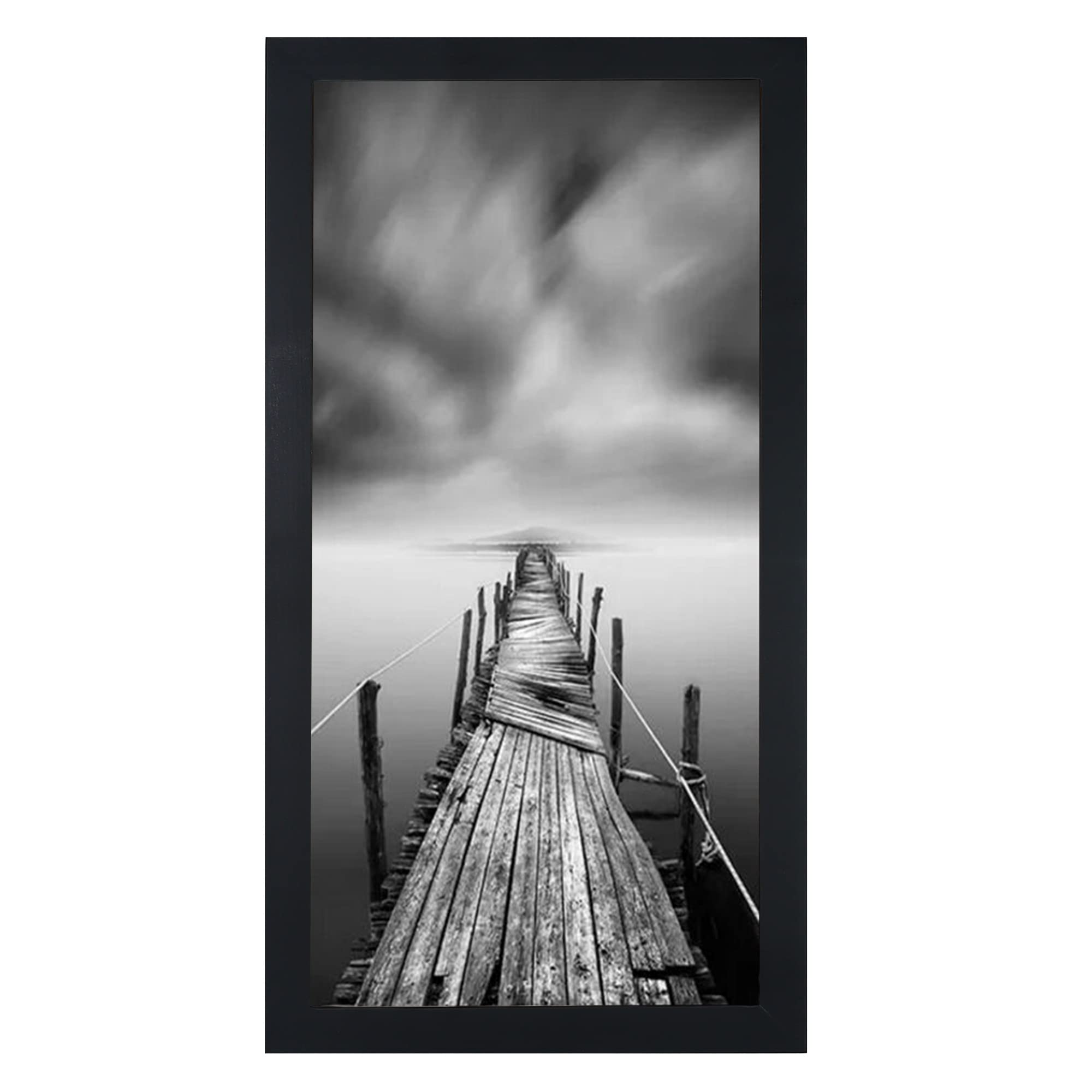 BOJIN 8x16 Picture Frames Black Solid Wood Without Mat Photo Frame for Wall Hanging Home Decoration