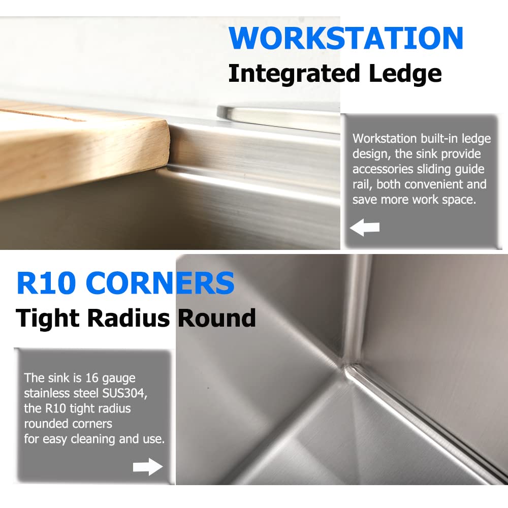 30 Inch Undermount Kitchen Sink Stainless Steel, Boomhoze 30 X 19 Inch Undermount Workstation Sink Commercial 16 Gauge Stainless