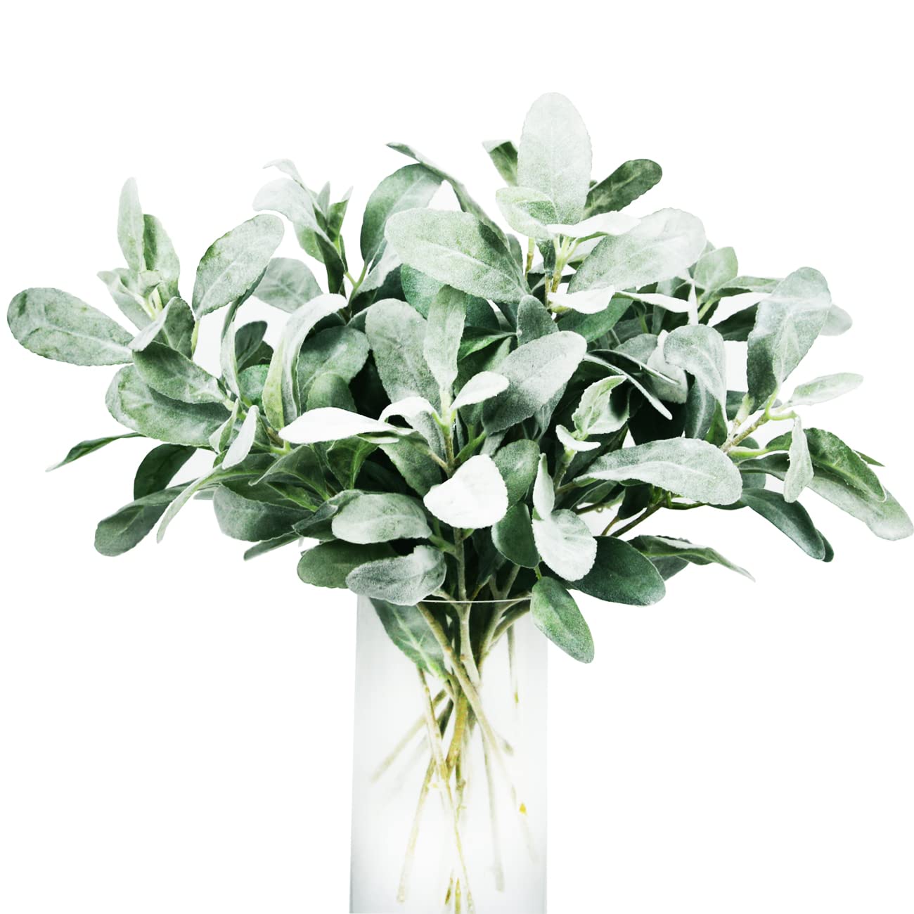 Tinsow Artificial Flocked Lambs Ear Leaves Dusty Miller Stems Flocked Oak Leaves Lambs Ear Leaf for Home Wedding DIY Floral Arr