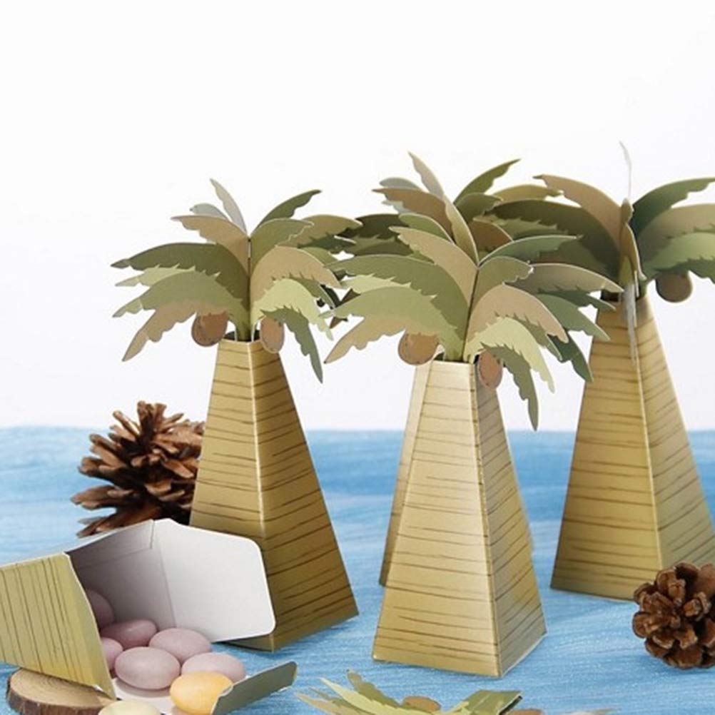 Funzzy 24 Pcs Coconut Palm Tree Candy Box Summer Theme Party Supplies Hawaii Candy Box Candy Wrapper - 3.5X3.5X10Cm