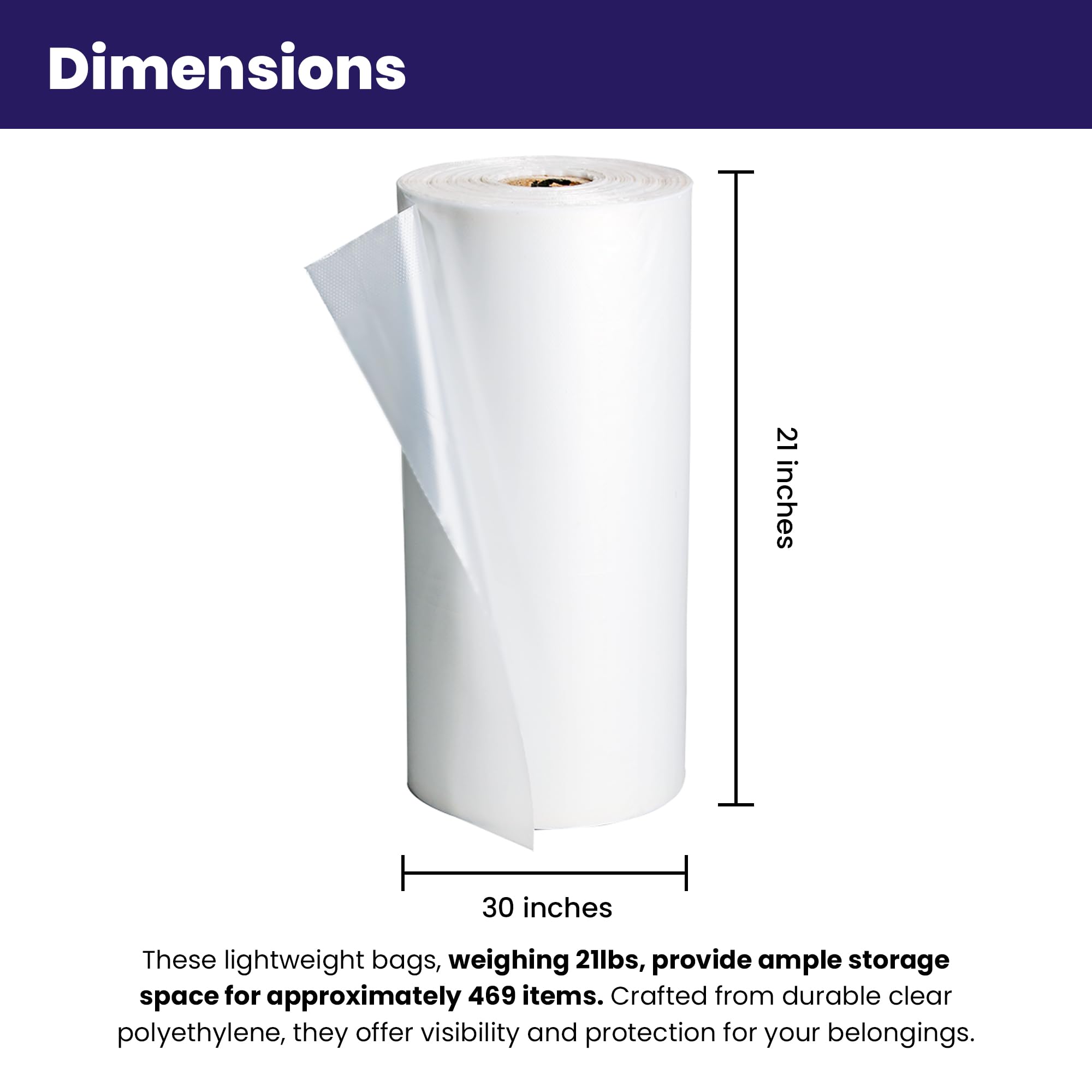 Norton Supply Dry Cleaning Poly Bags - Transparent Plastic Garment Cover, 30'' Long, 100 Gauge Thickness, Suit Packing, Travel &