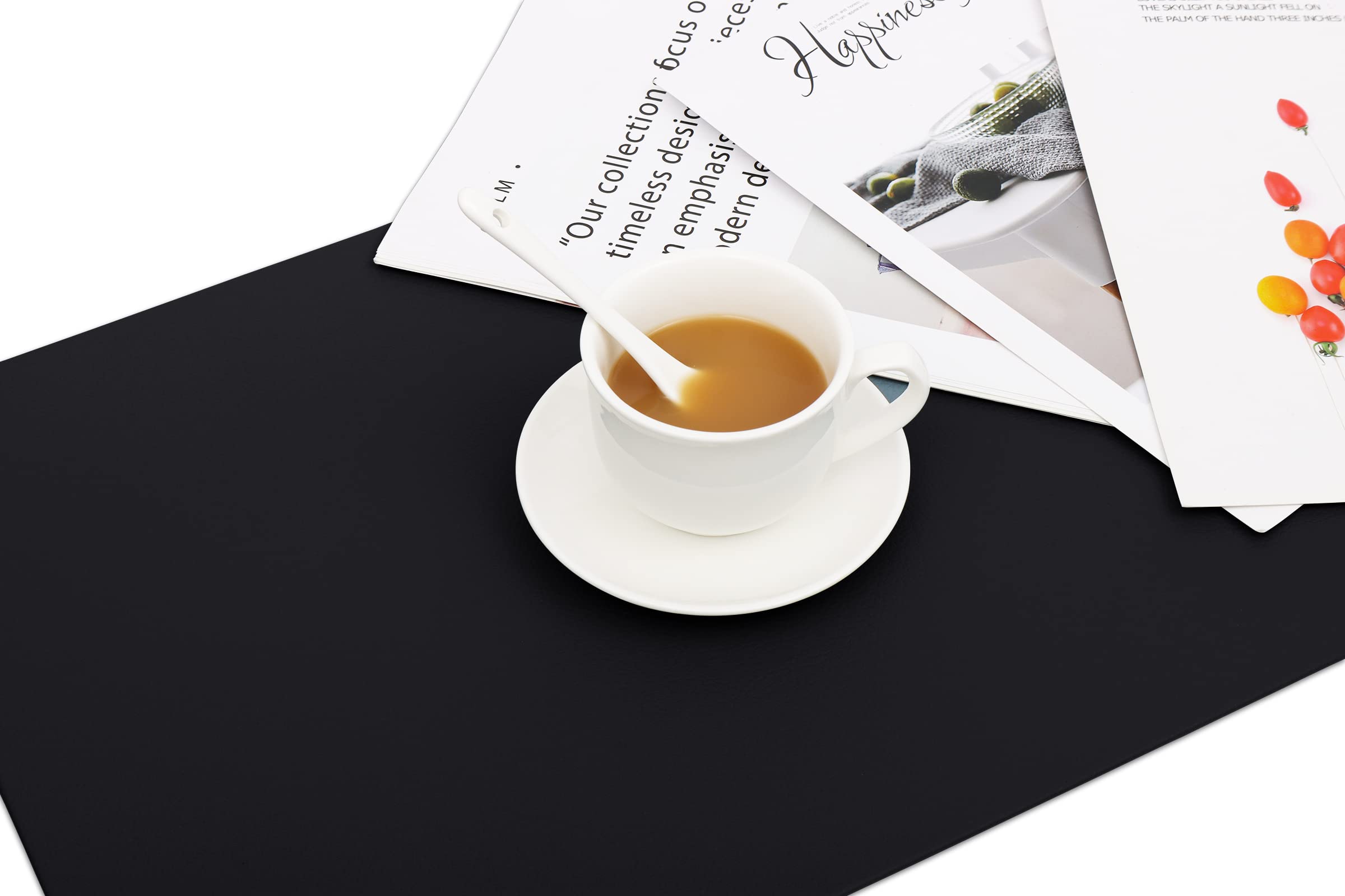 Vinjiasin Placemats For Dining Table Set Of 6 Black Leather Waterproof Heat Resistant Washable Place Mats Indoor Outdoor Kitchen