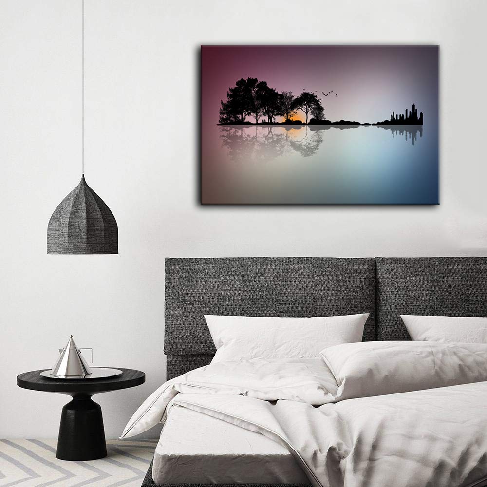 Urttiiyy Modern Blue White Music Abstract Guitar Tree Canvas Paintings Guitar Wall Art Music Home Decor For Living Room Hd Print