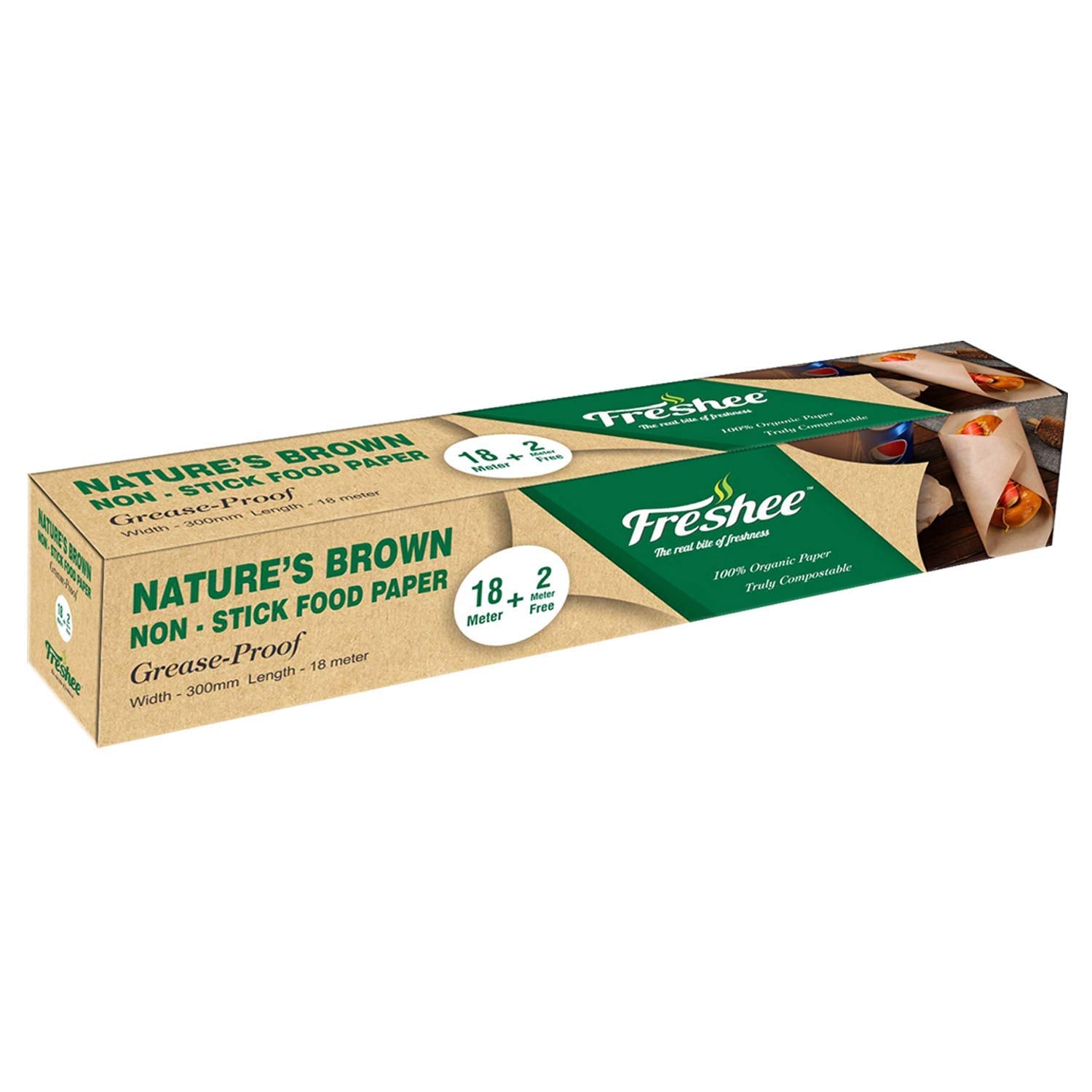 Food Wrapping Paper Brown Baking Paper Roll - Freshee 20M X 300Mm Non Stick Organic Multipurpose Food Paper For Baking Sandwich 