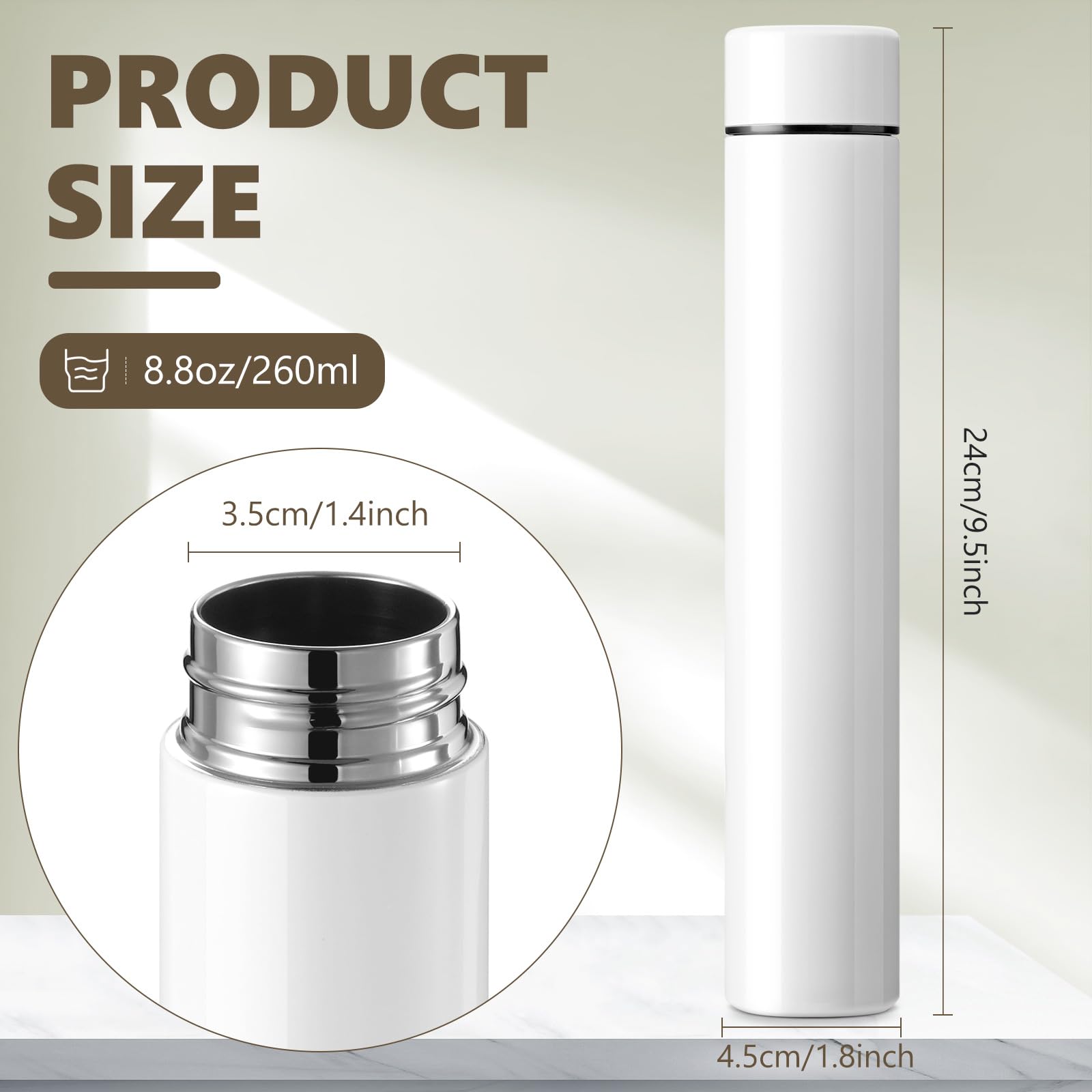 Vesici 4 Pack Slim Water Bottle 8.8 Oz Small Stainless Steel Purse Compact Water Bottle Camping Travel Insulated Water Bottles B