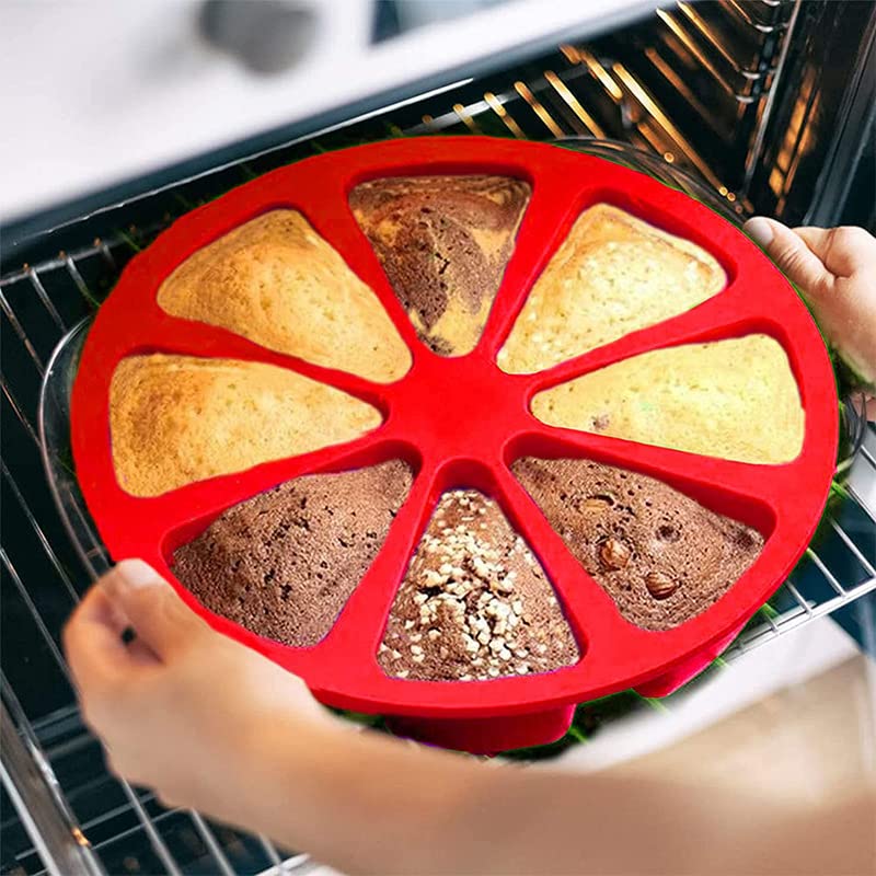 Xizhi 2 Pack Silicone Baking Molds, Triangle Cake Pan Diy/8 Cavity Silicone Scone Pan/Cakes Slices Mold/Pizza Baking Molds/Bread