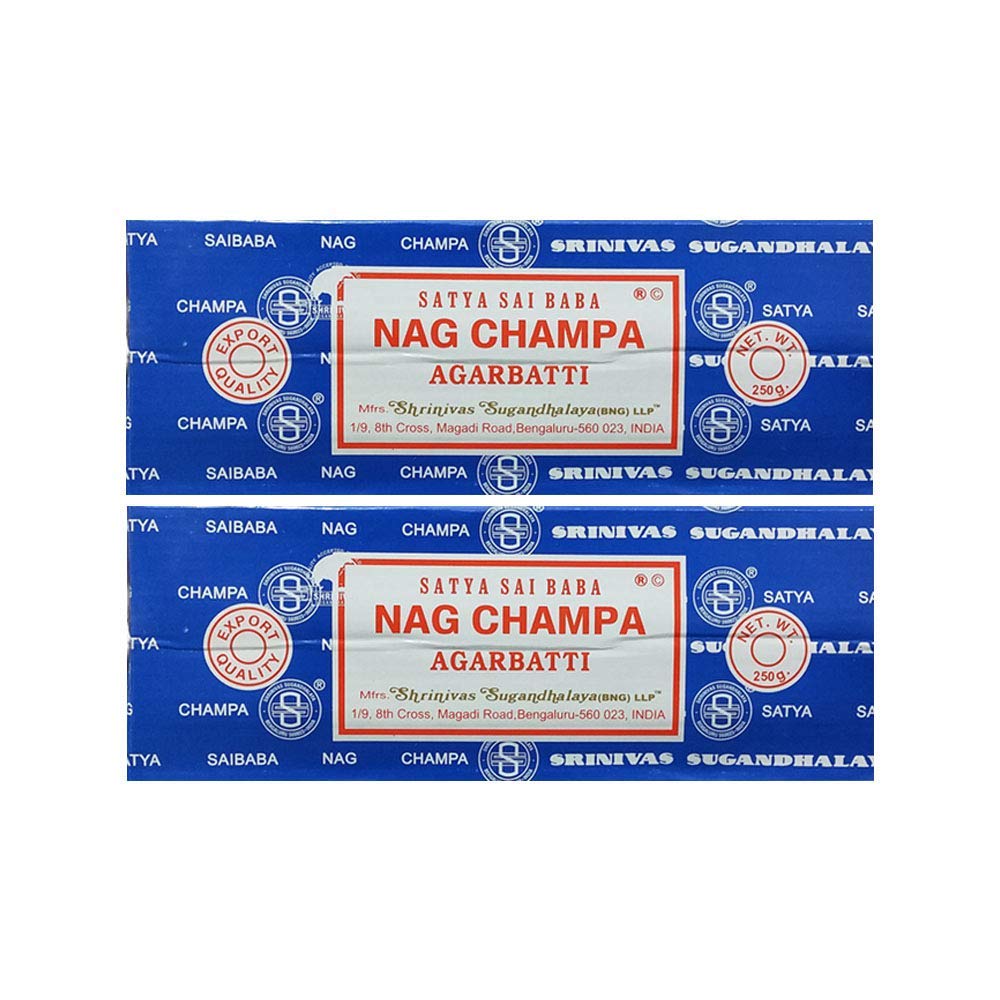 Satya Sai Baba Nag Champa Agarbatti Pack of 2 Incense Sticks Boxes 250gms Each Hand Rolled Agarbatti Fine Quality Incense Sticks