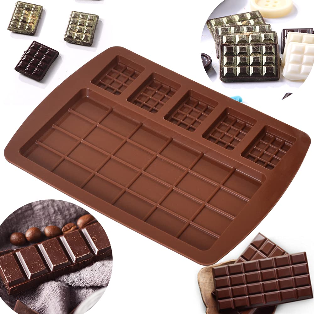 Homedge Break-Apart Chocolate Mold, Set Of 4 Packs Silicone Protein And Energy Bar Molds For Caramels Ganache Pralines