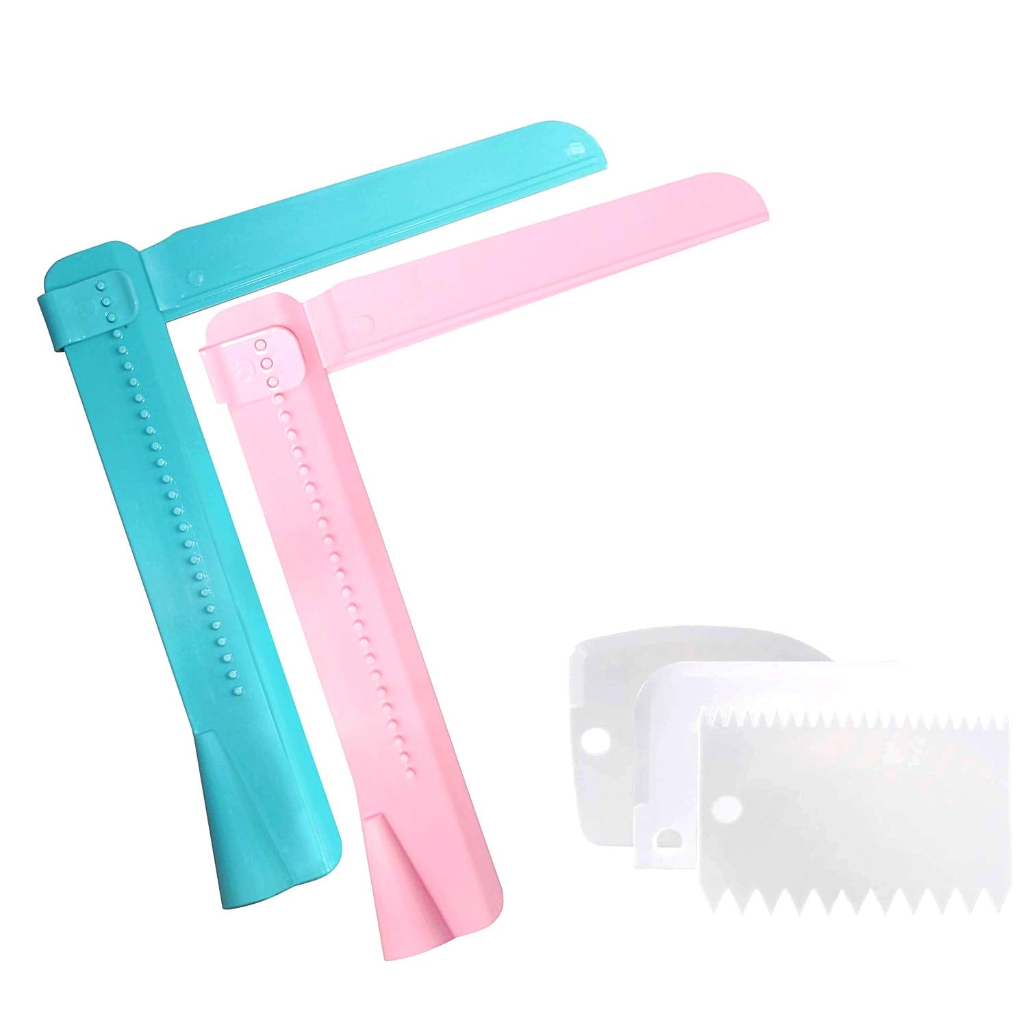 Adjustable Cake Scraper Icing Smoother - Beginners Frosting Decorating Tools Supplies Set - With Plastic Pastry Comb Pcs For Edg