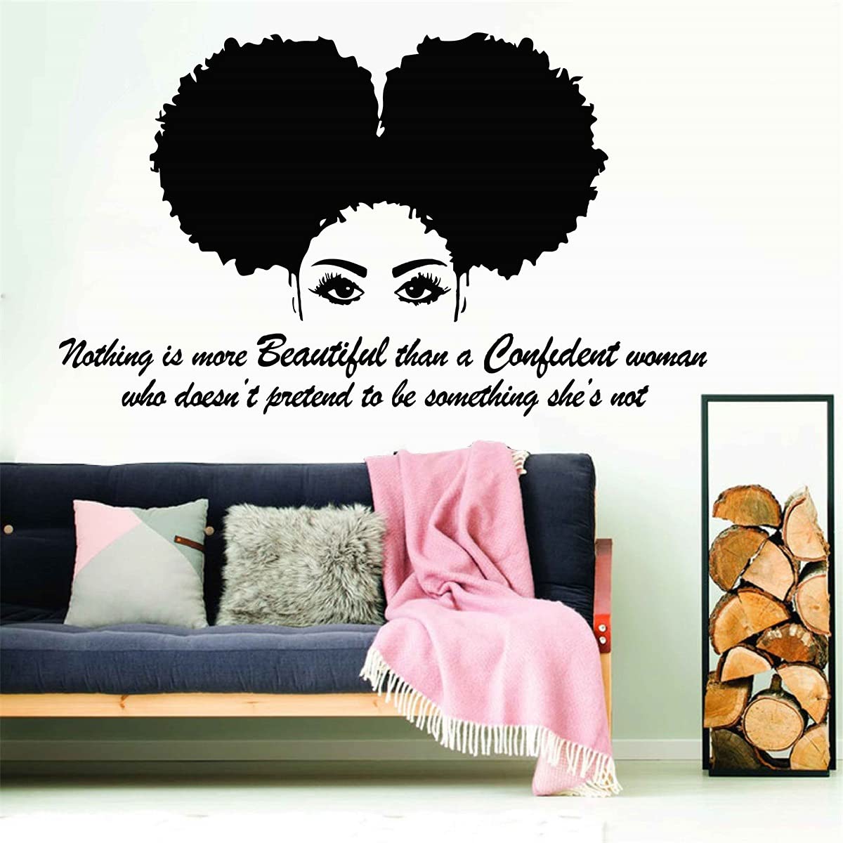 African Woman Wall Art Decal Beautiful Afro Black Girl Vinyl Wall Stickers Living Room Woman Bedroom Murals Home Decor Ll2473 (L